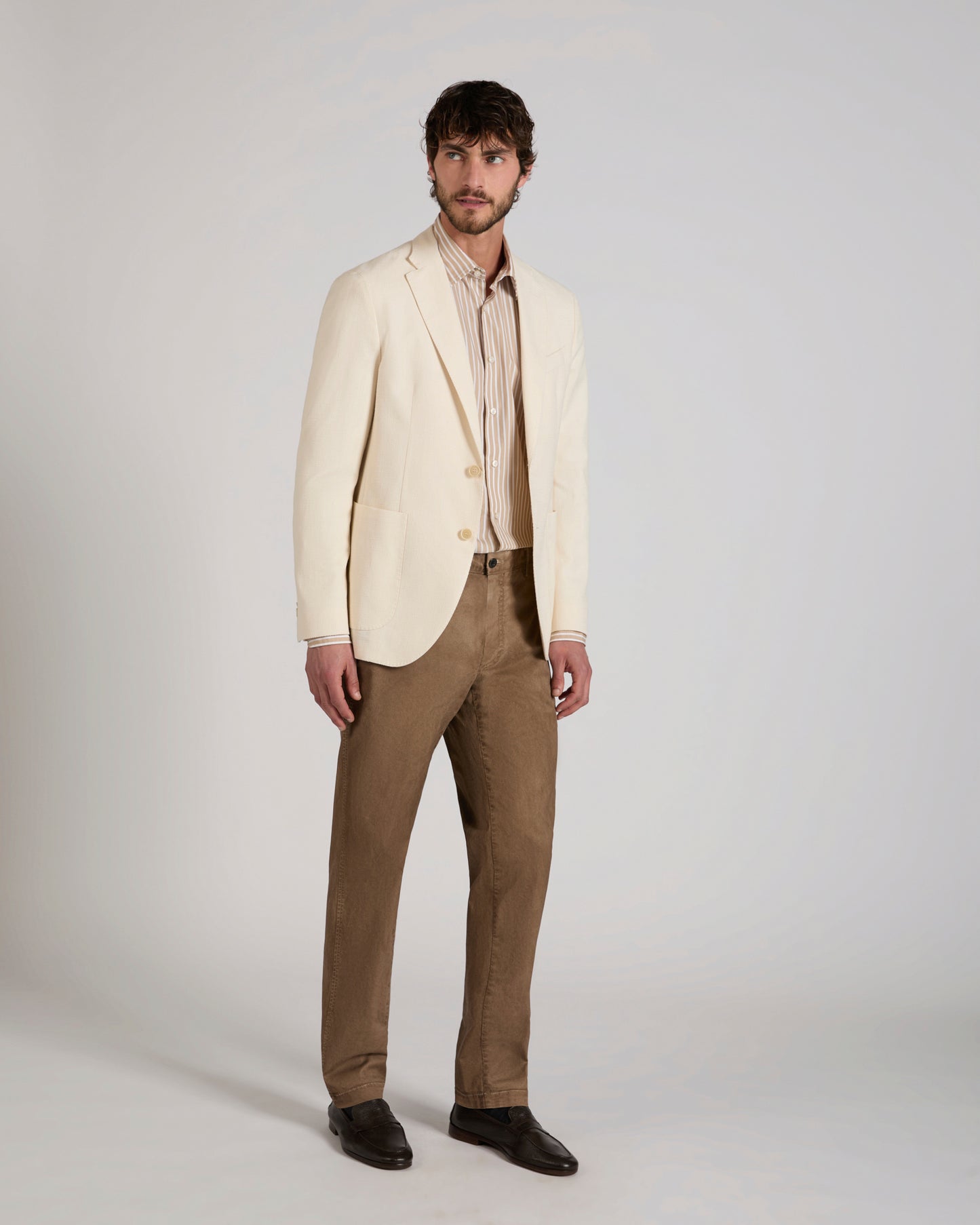 Slim fit mélange effect cotton jacket