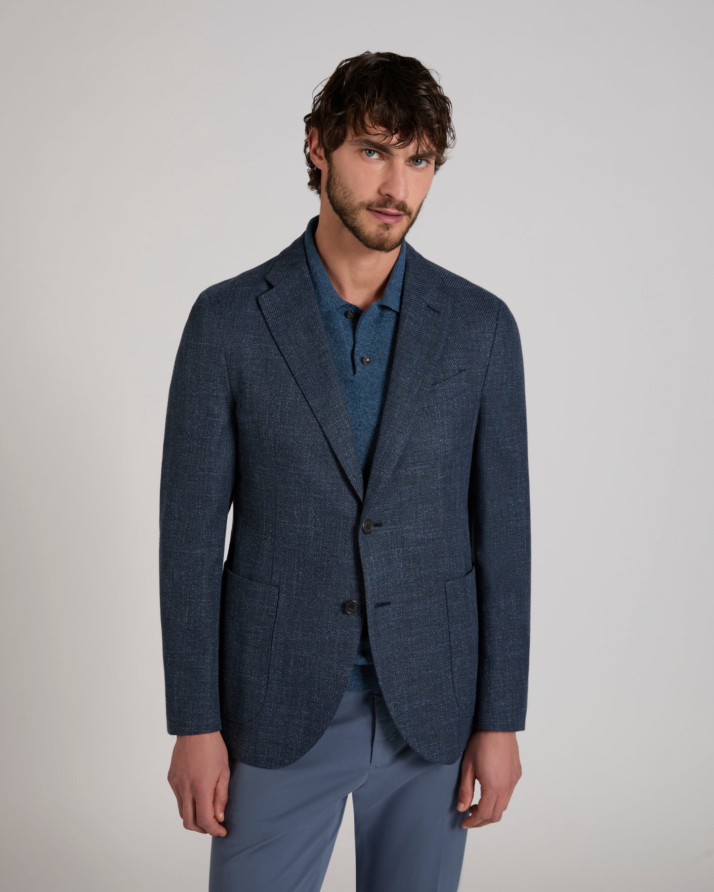 Slim fit mélange effect cotton jacket