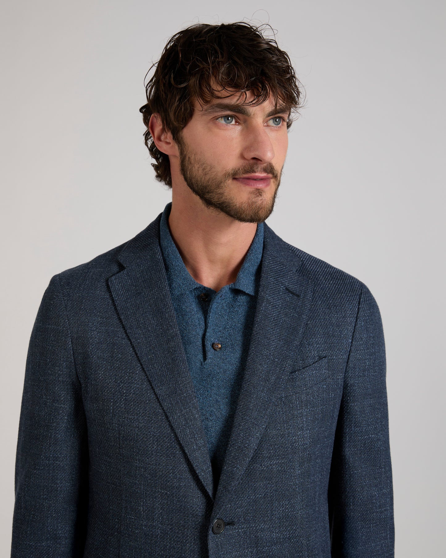 Slim fit mélange effect cotton jacket