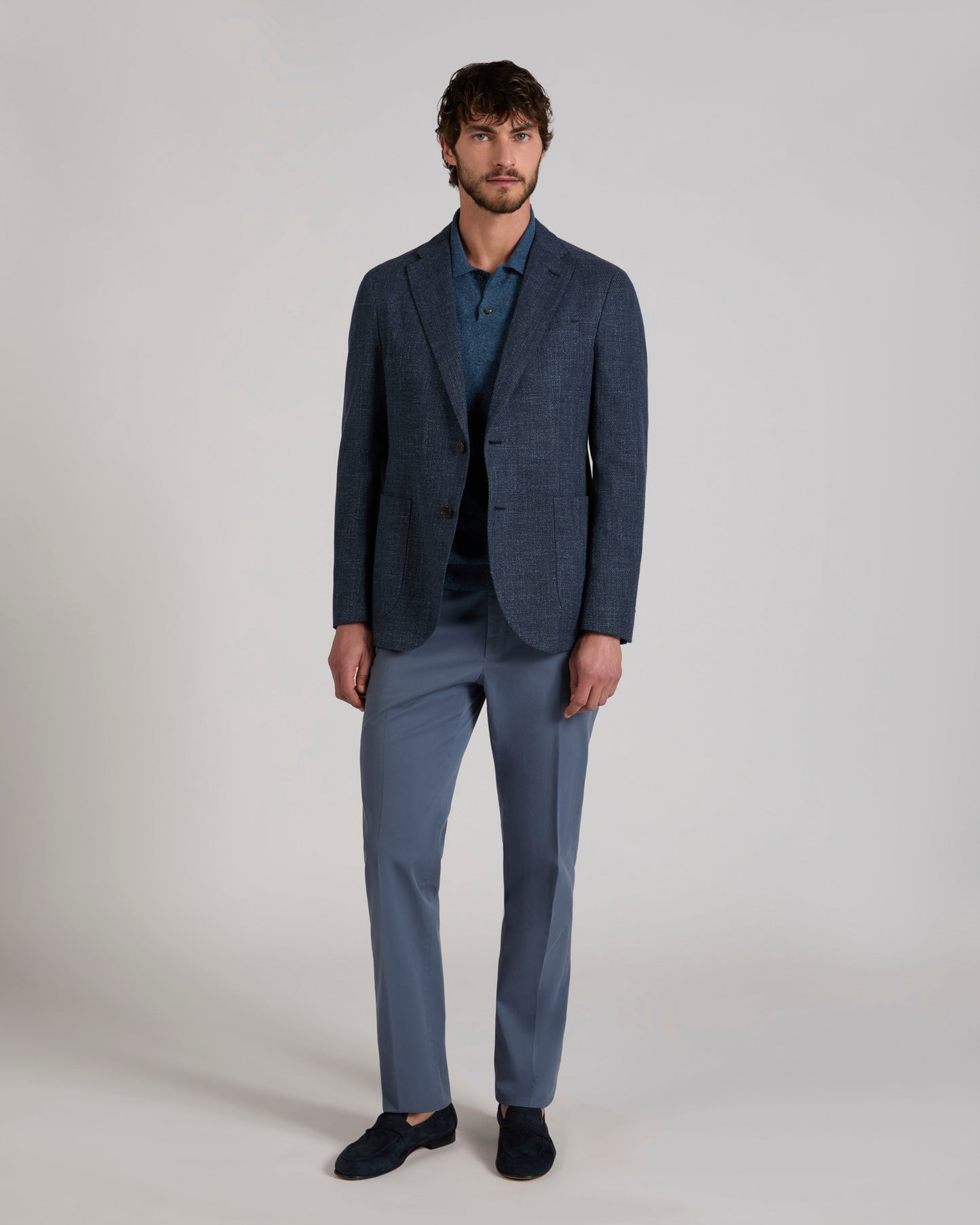 Slim fit mélange effect cotton jacket