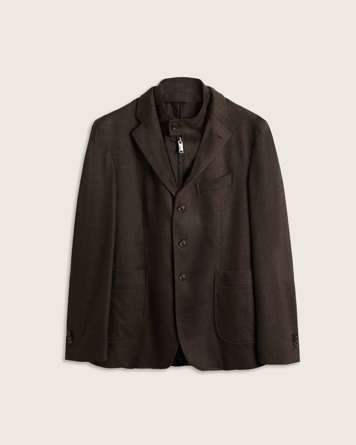 Jacke Regular Fit aus Woll- und Kaschmirflanell
