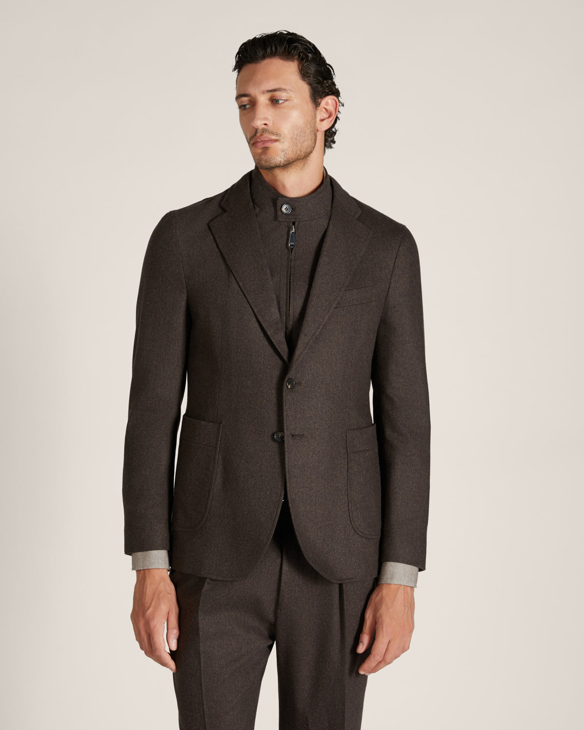 Jacke Regular Fit aus Woll- und Kaschmirflanell