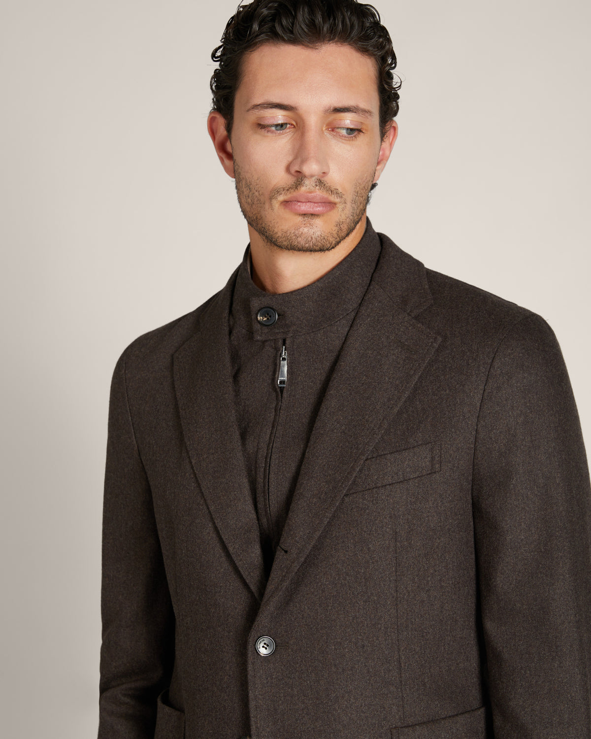 Jacke Regular Fit aus Woll- und Kaschmirflanell