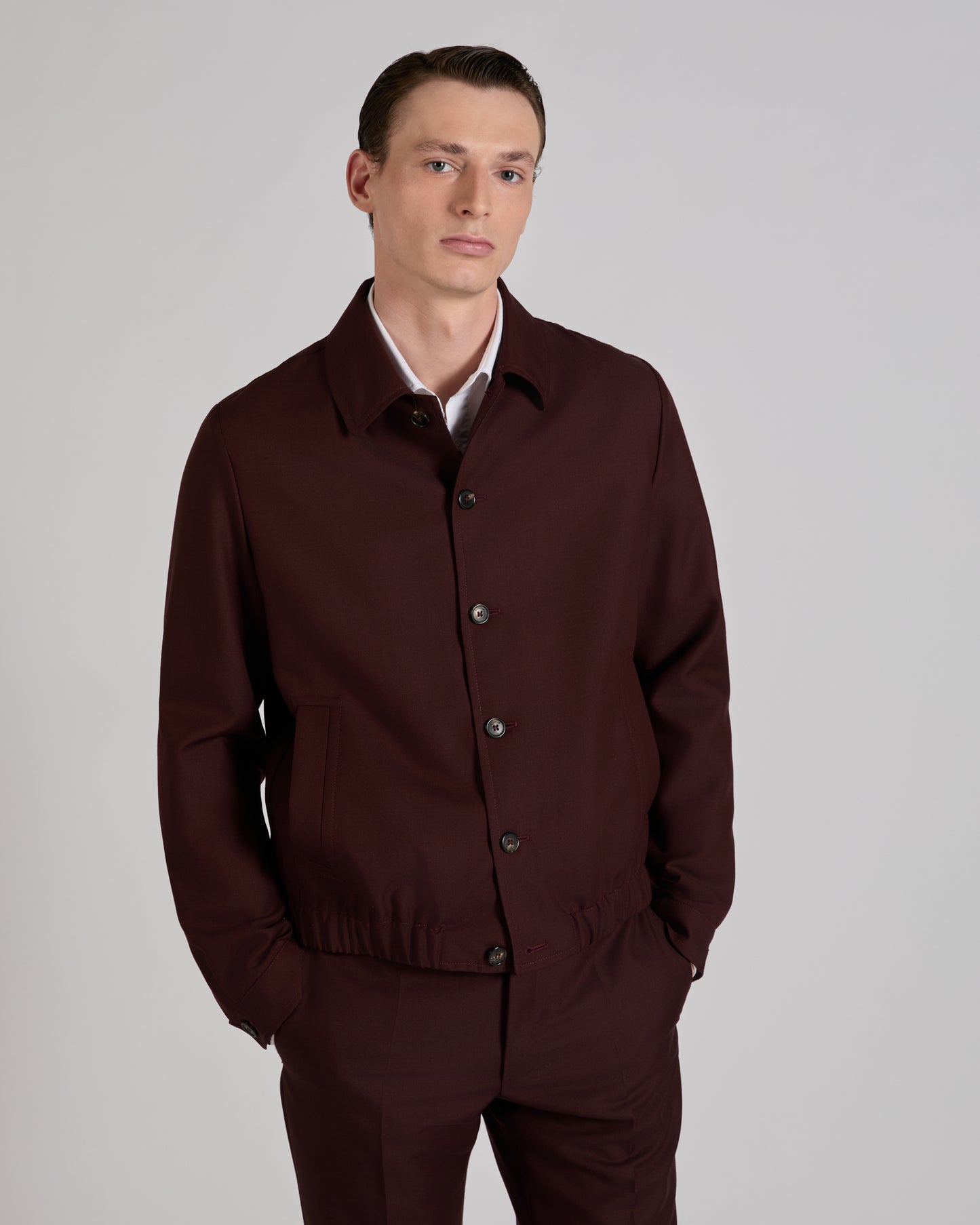 Wool and mohair twill bomber jacket