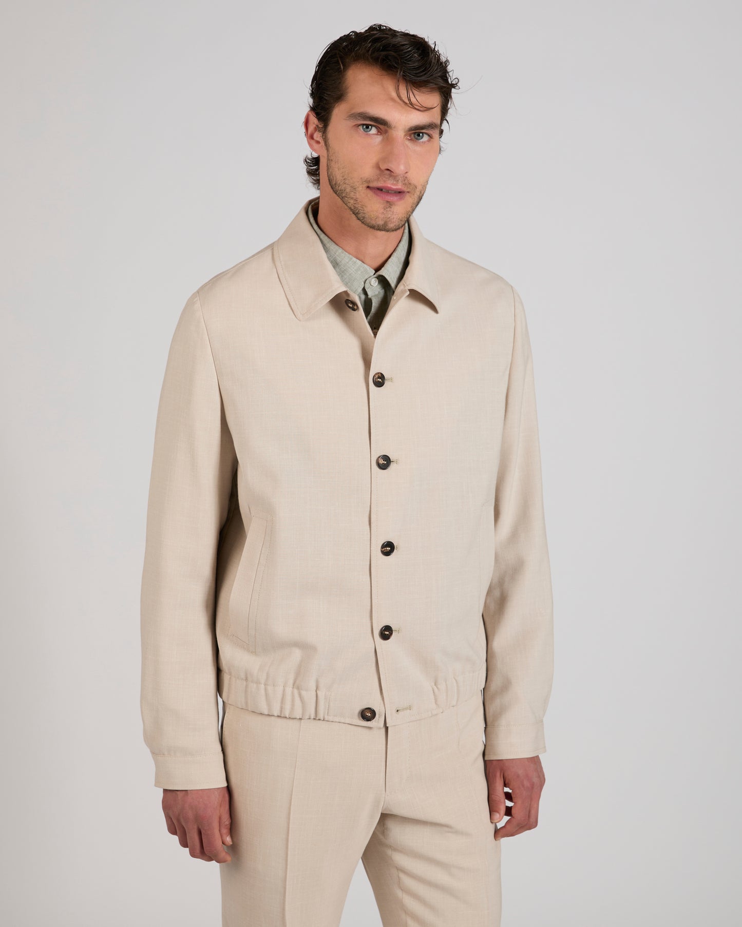 Wool, linen and silk blouson jacket