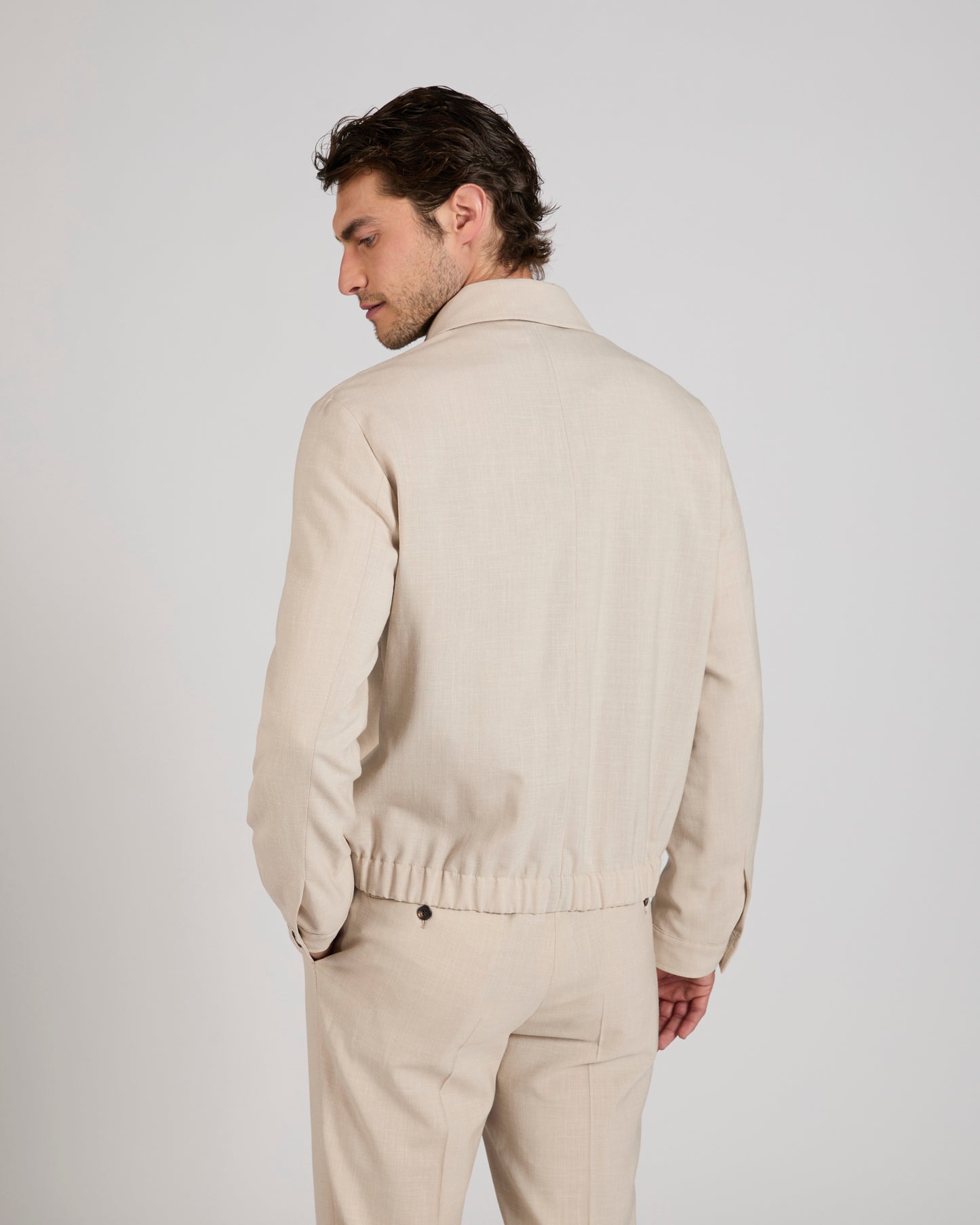 Wool, linen and silk blouson jacket