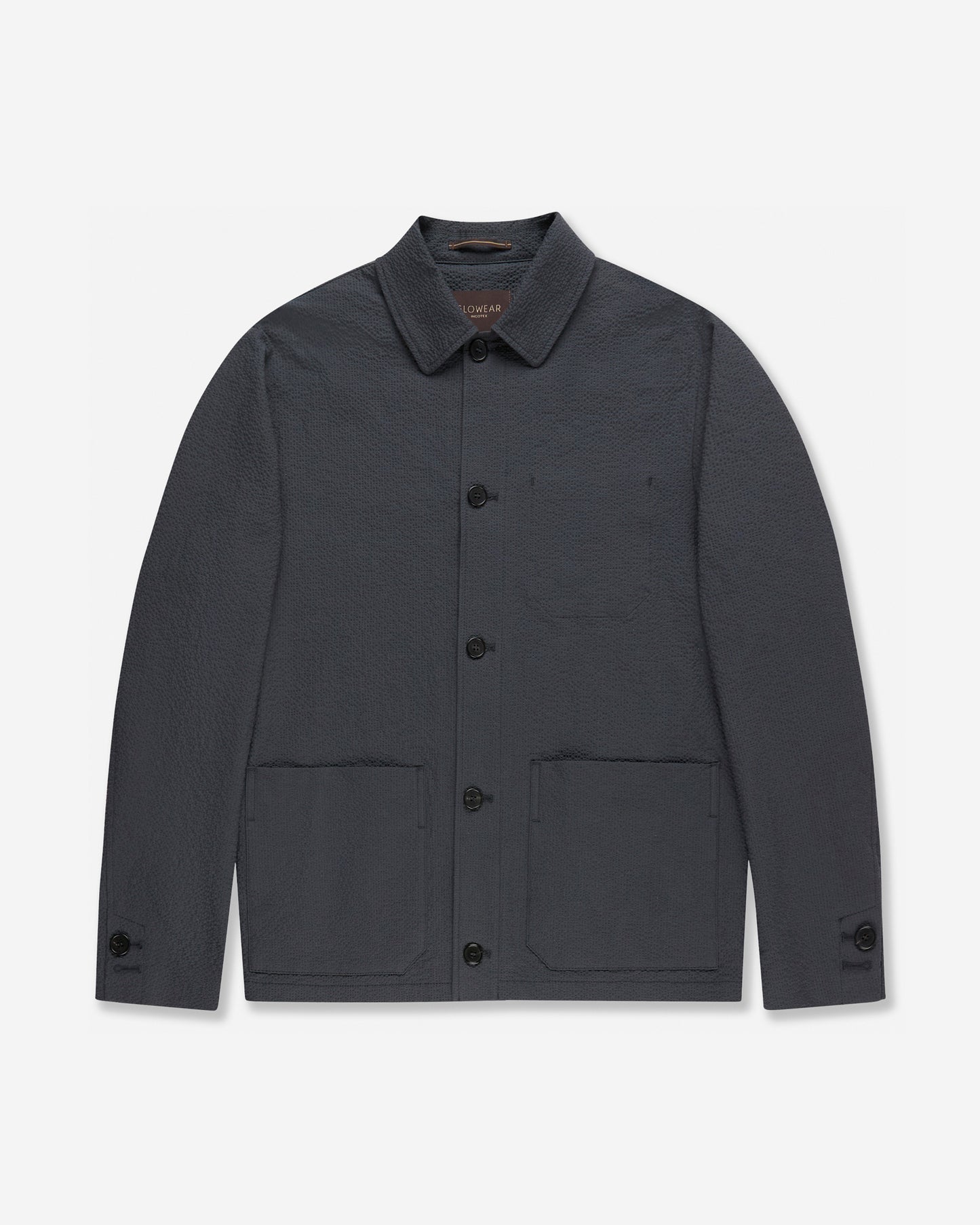 Stretch cotton and silk seersucker blouson jacket