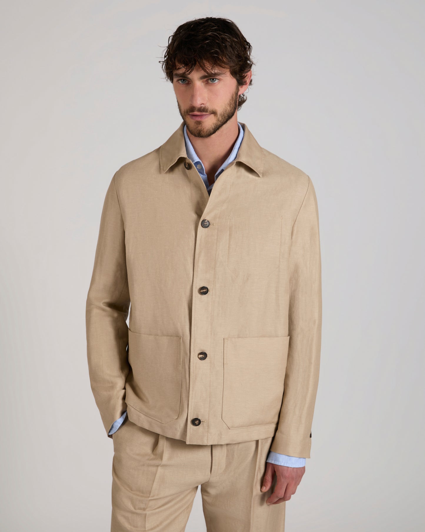 Wool and linen blouson jacket
