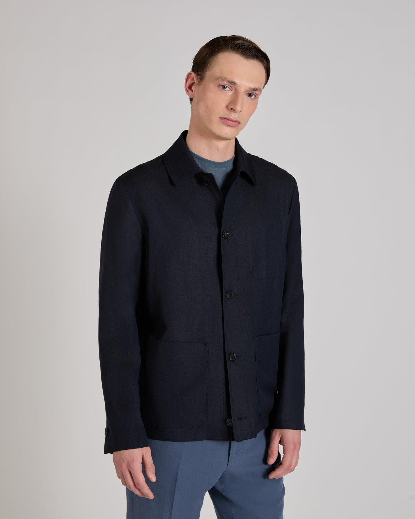 Wool and linen blouson jacket