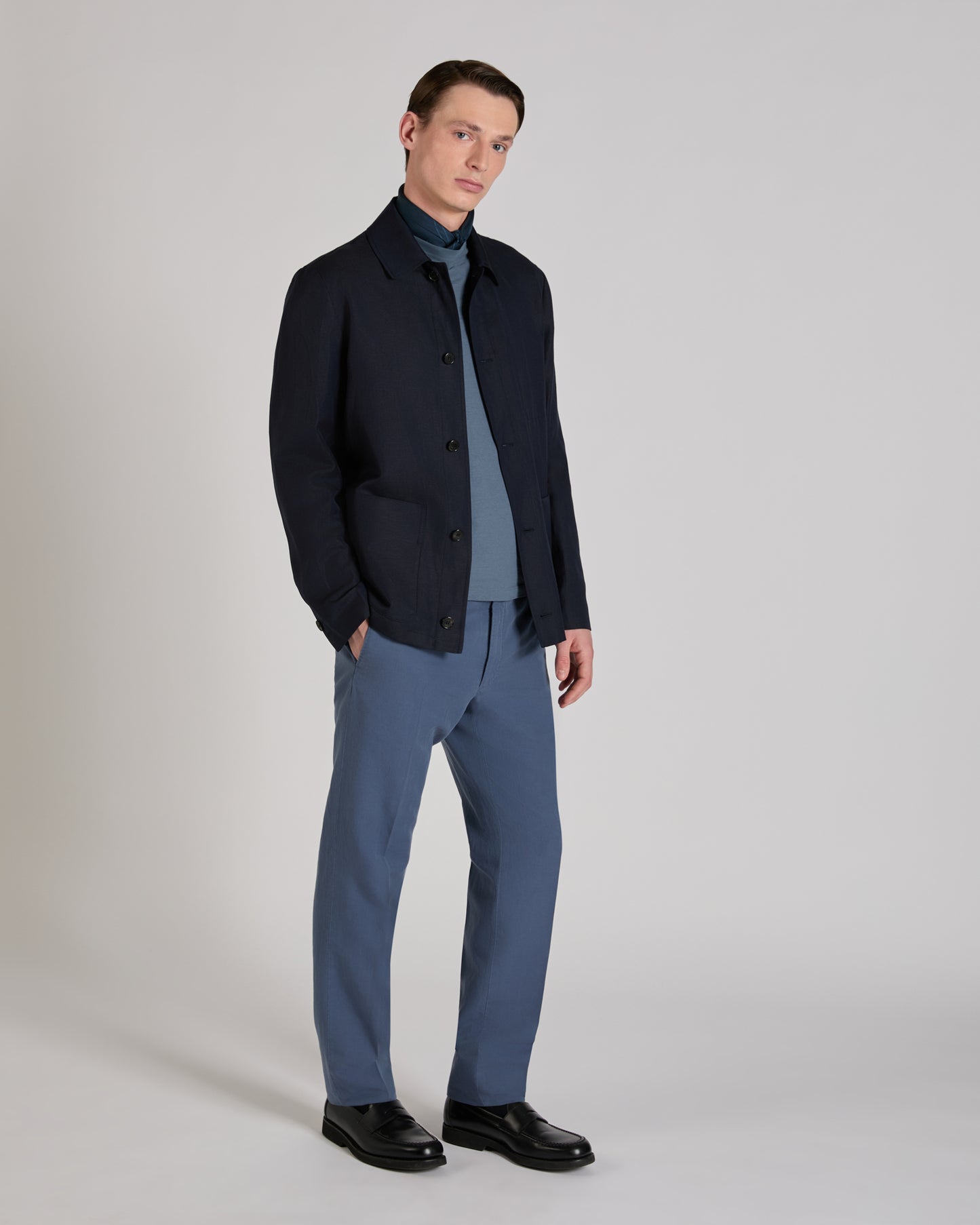 Wool and linen blouson jacket