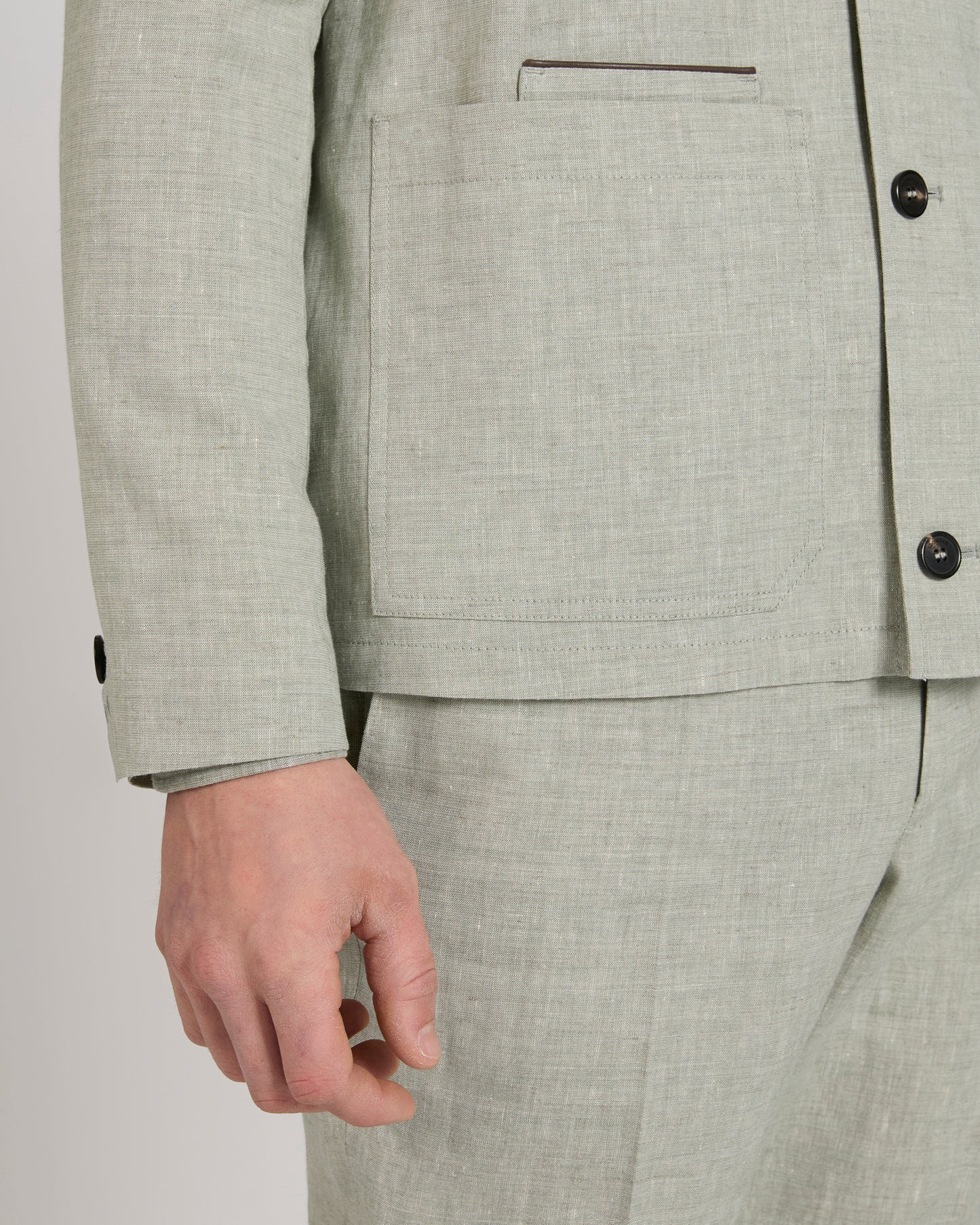 Blusa in tela di lana, lino e seta