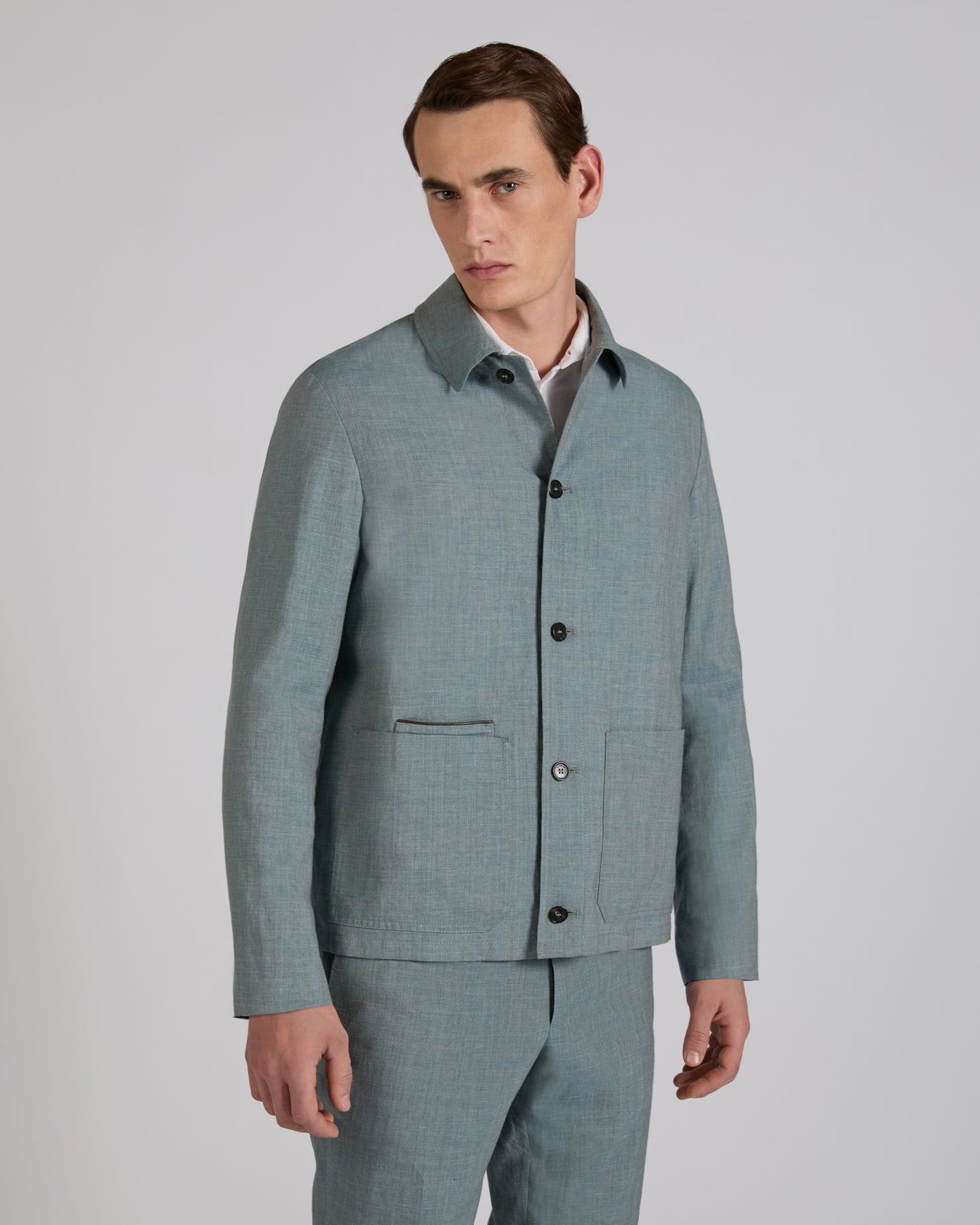 Wool, linen and silk blouson jacket