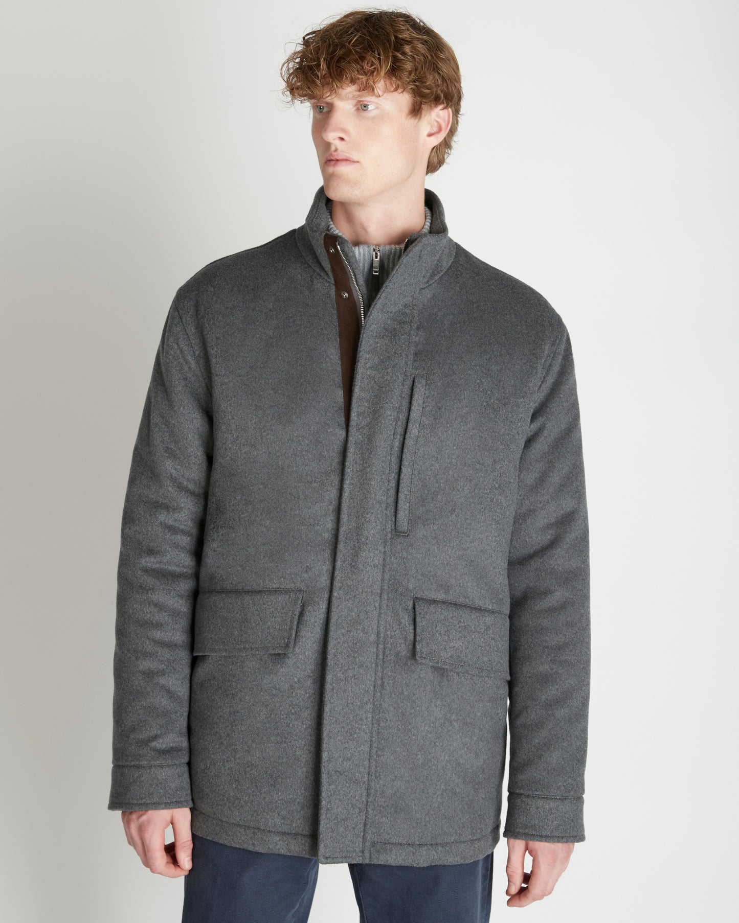 Car coat in panno di lana e cashmere