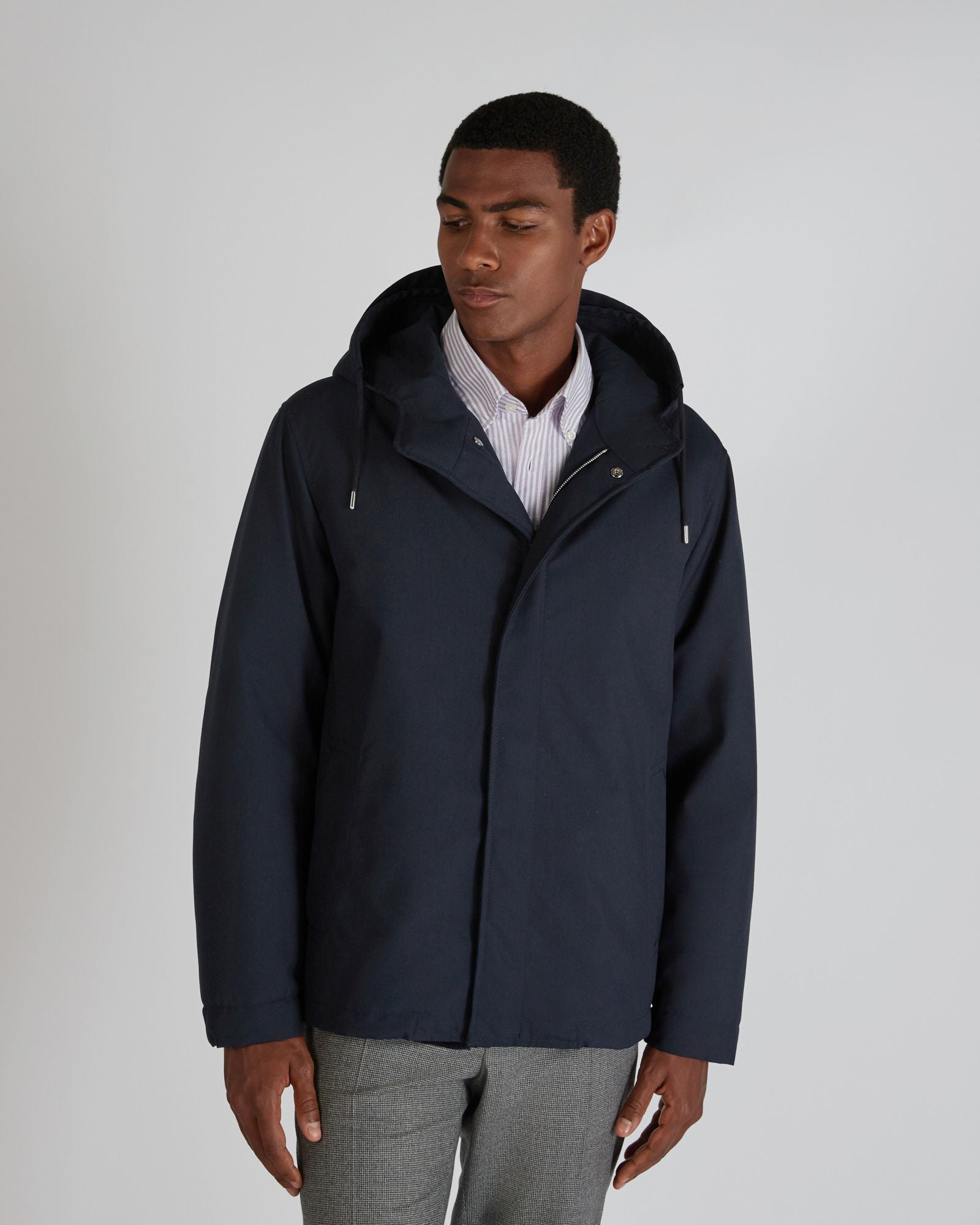 Montedoro - Technical fabric hooded jacket - dark blue – Slowear