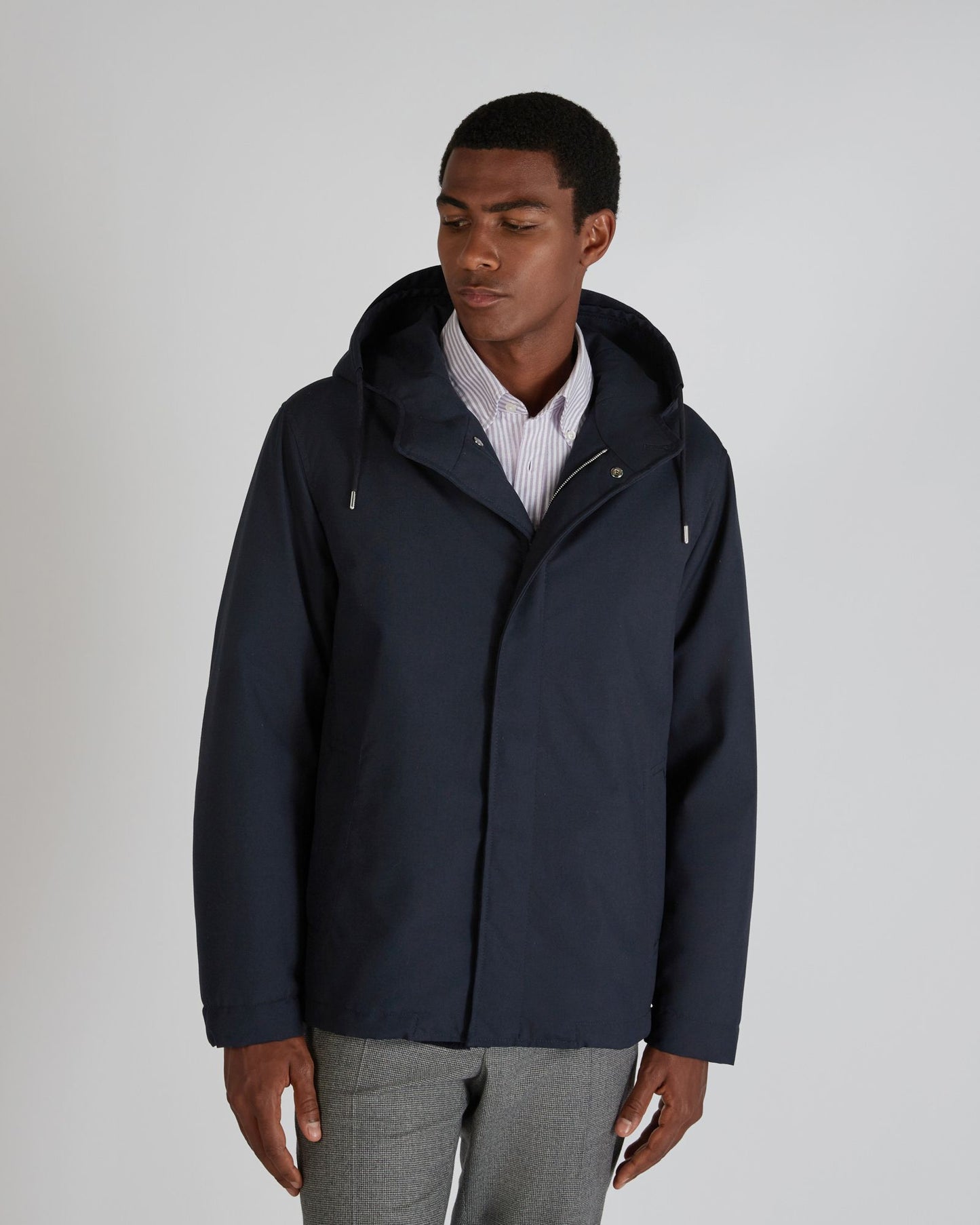Technical fabric hooded jacket