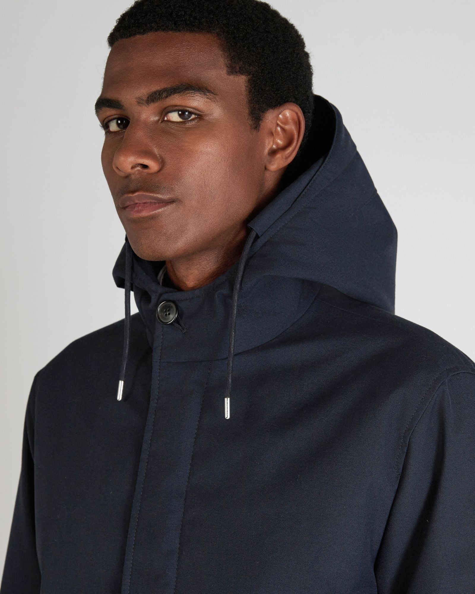 Technical fabric hooded jacket