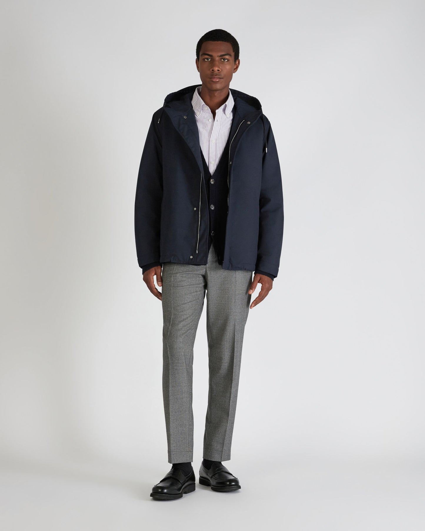 Technical fabric hooded jacket