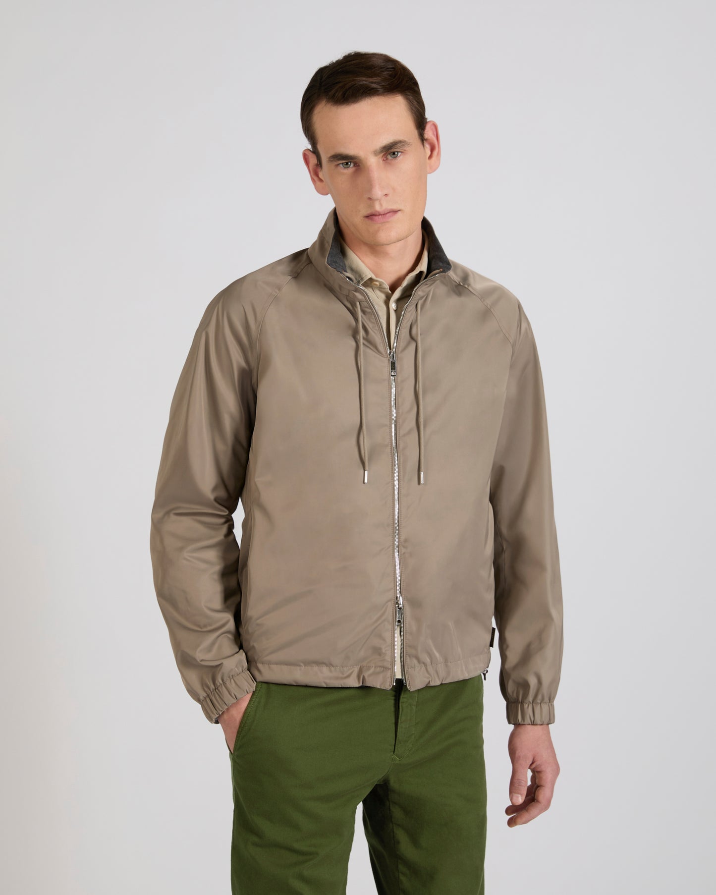 Reversible polyester taffeta blouson jacket