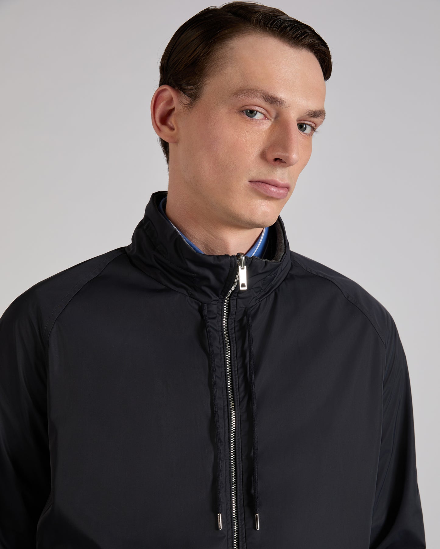 Reversible polyester taffeta blouson jacket