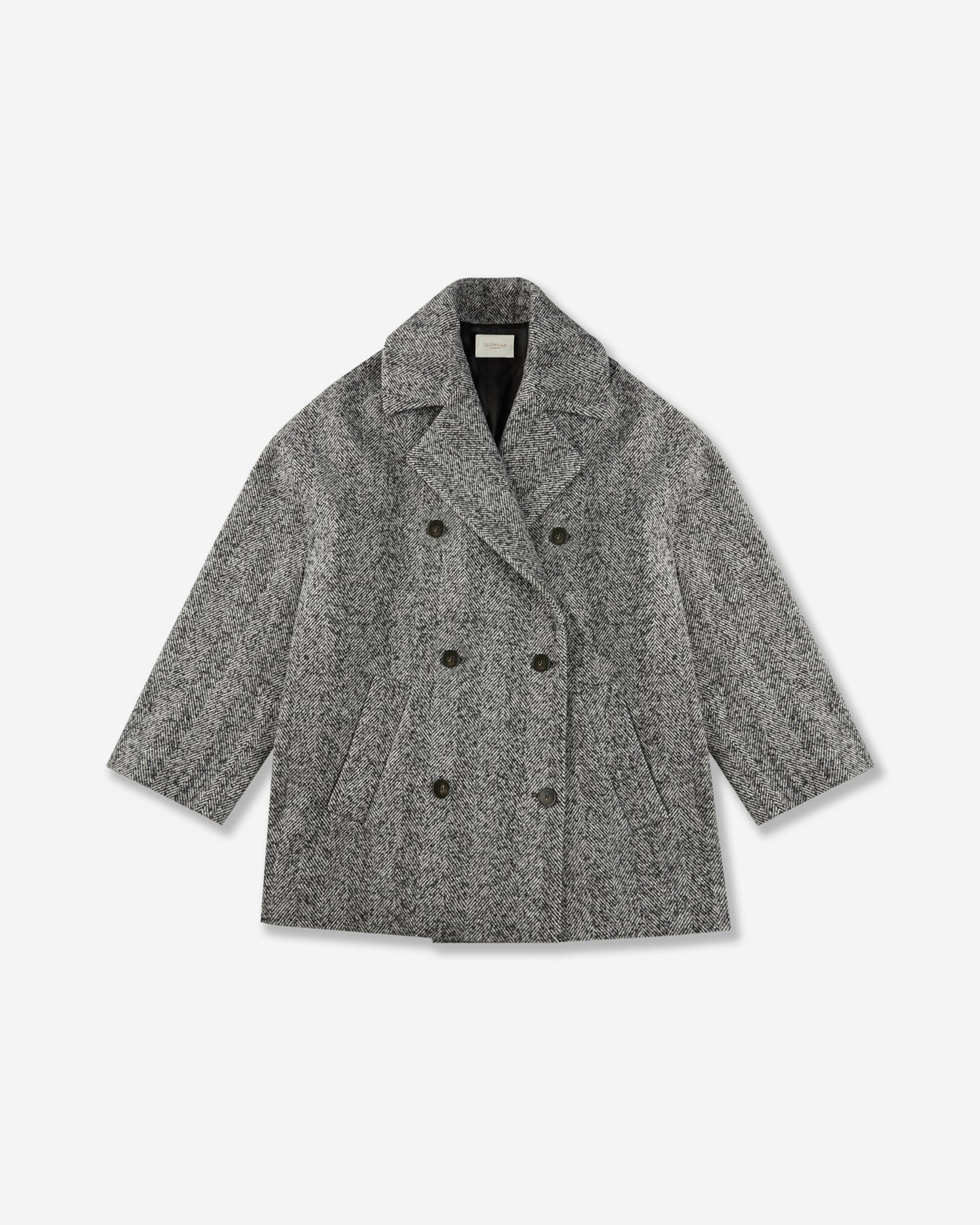 ウールヘリンボーン・ワイドフィットピーコート