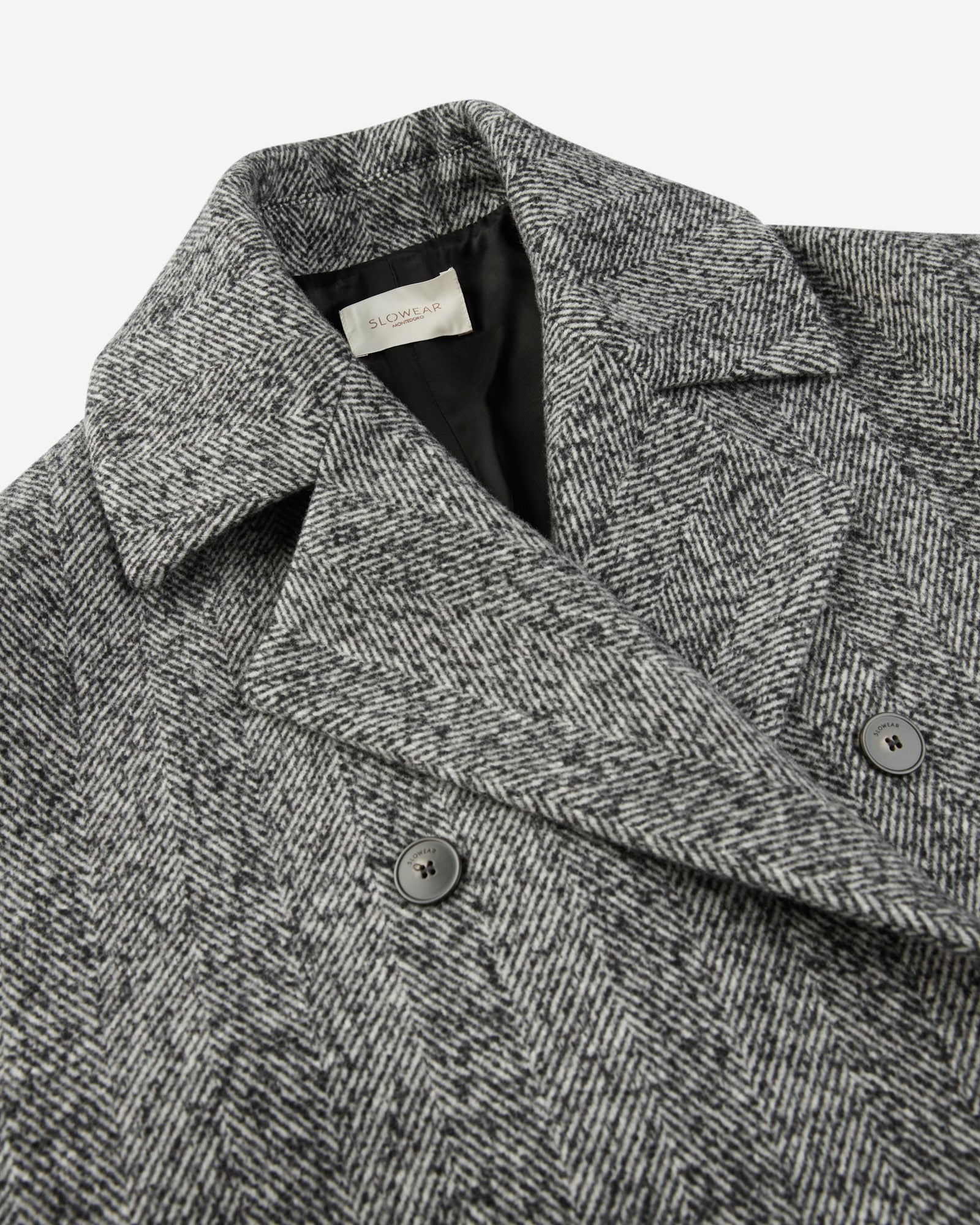 Montedoro - ウールヘリンボーン・ワイドフィットピーコート