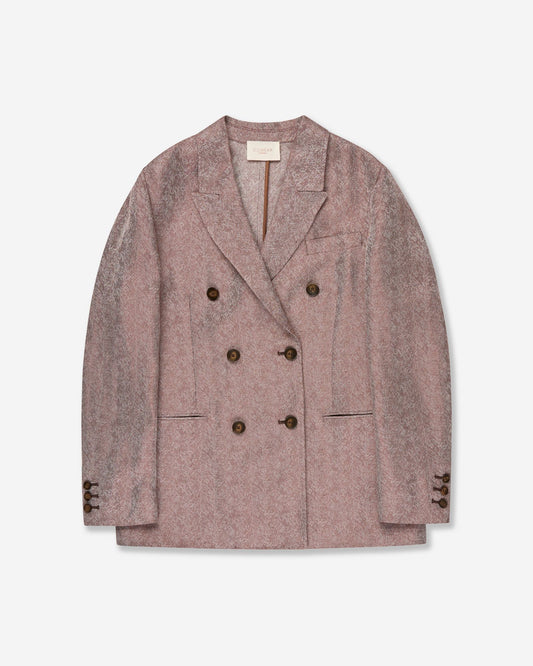 Montedoro - Double-breasted jacket in linen and viscose herringbone - havana