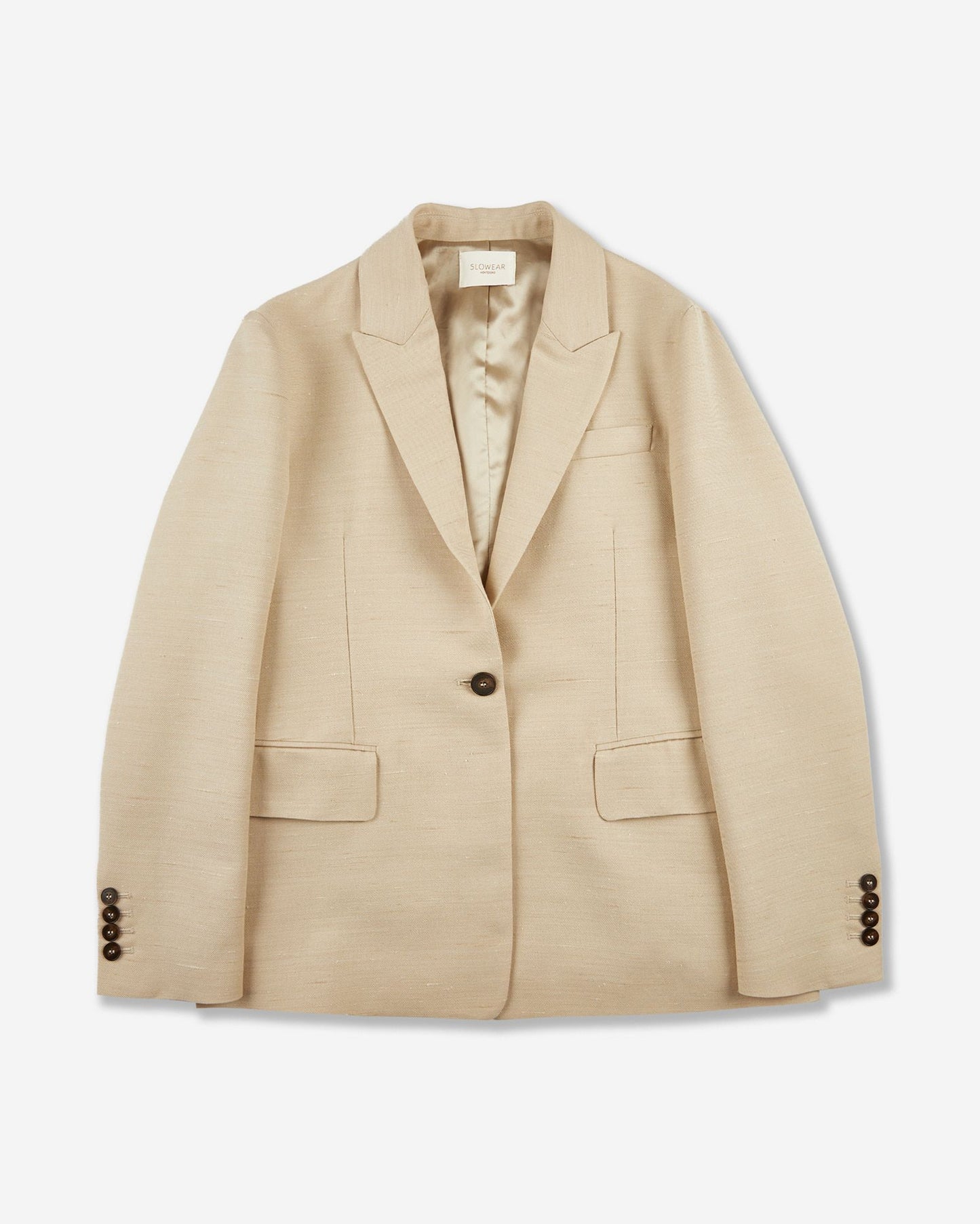 Wide fit jacket in wool shantung