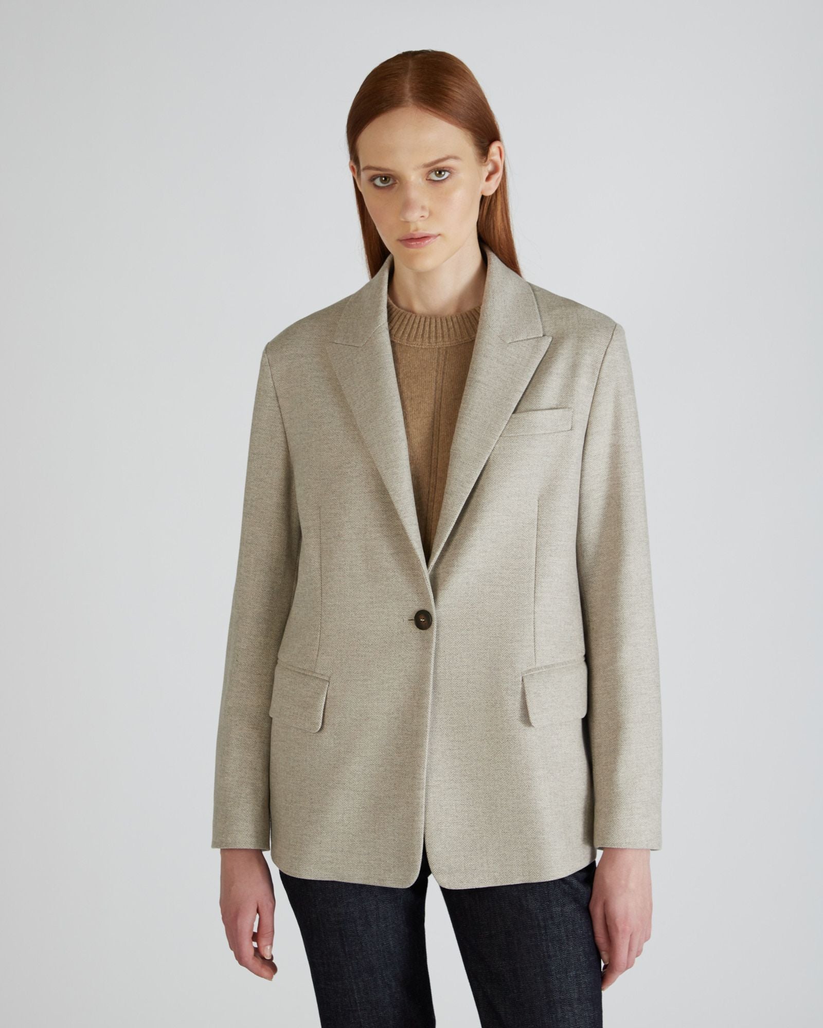 Wide fit jacket in stretch flannel