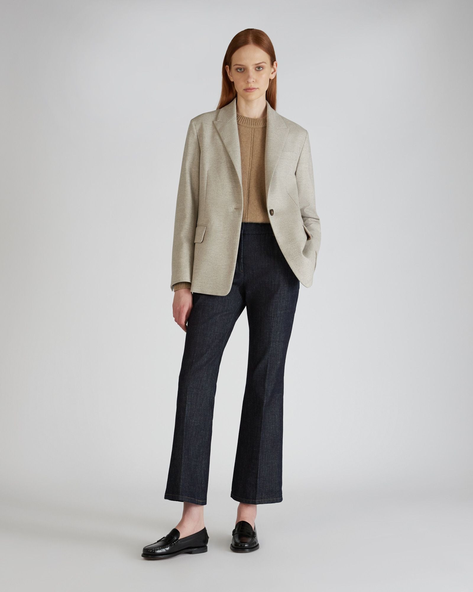 Wide fit jacket in stretch flannel