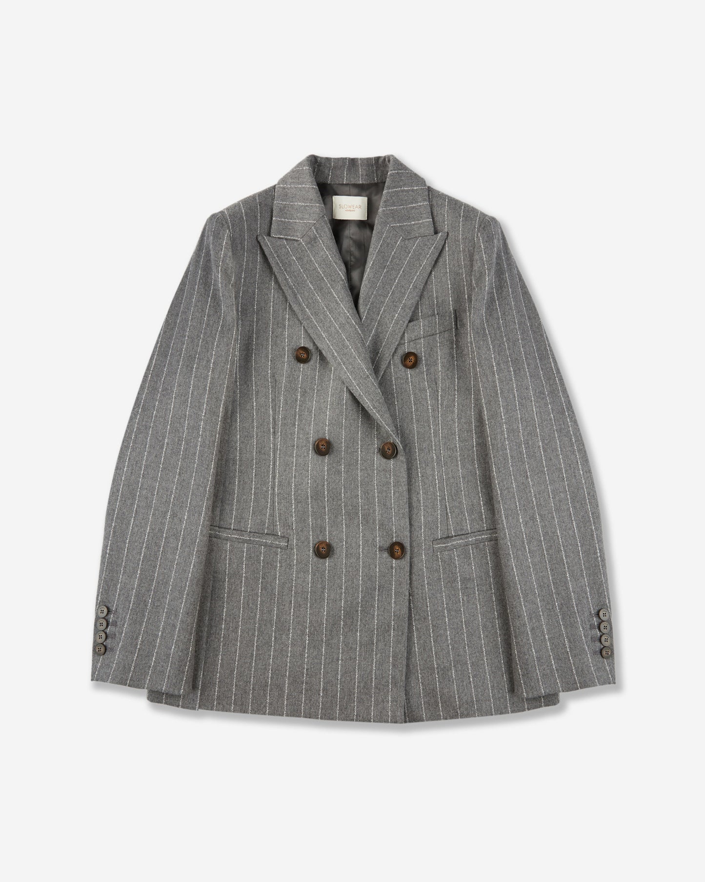 Regular fit double breasted pinstripe flannel jacket