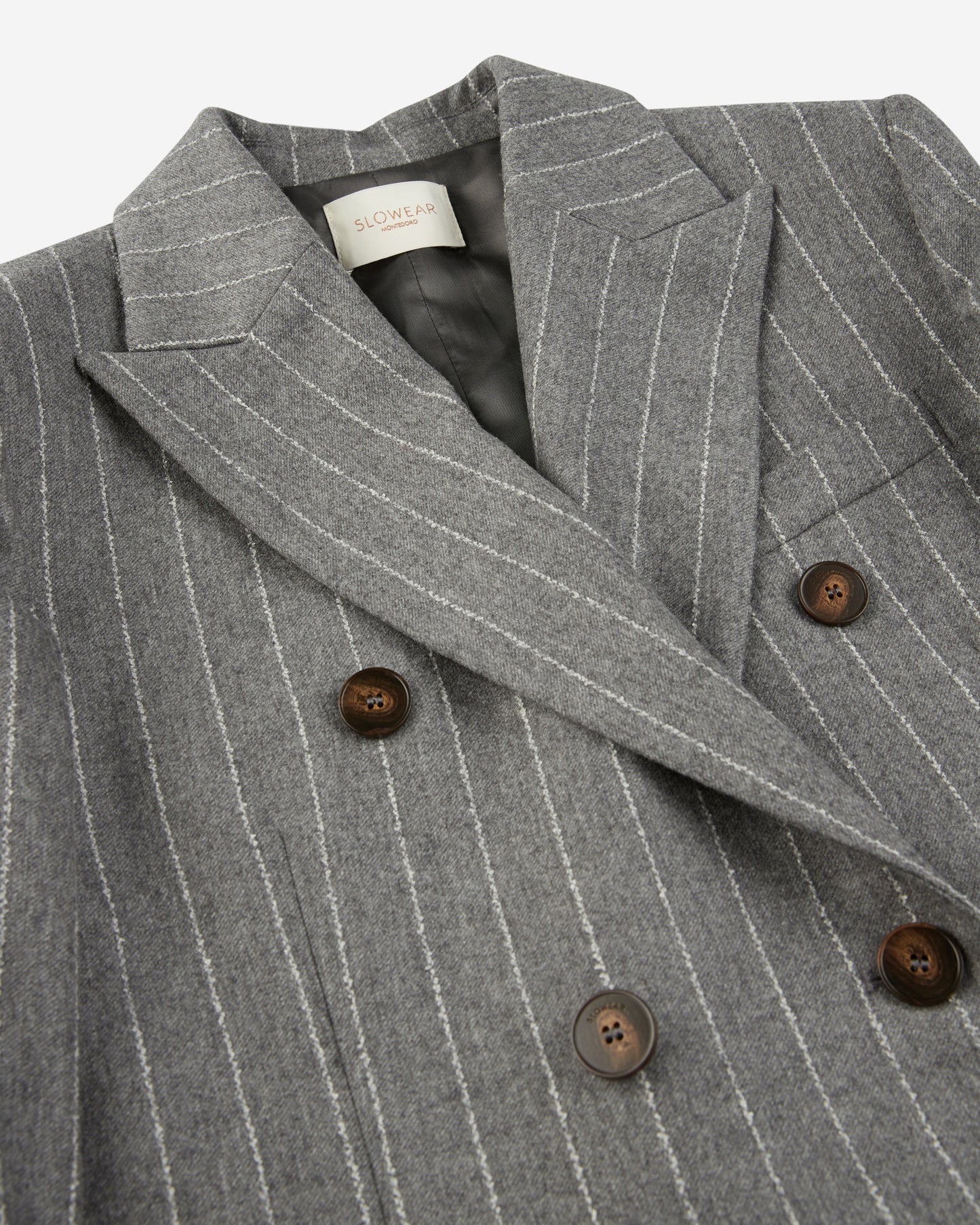 Regular fit double breasted pinstripe flannel jacket