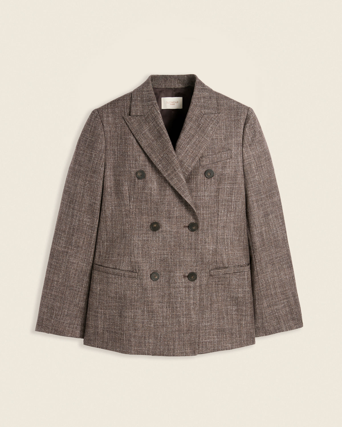 Veste croisée coupe classique en laine et coton à effet flammé