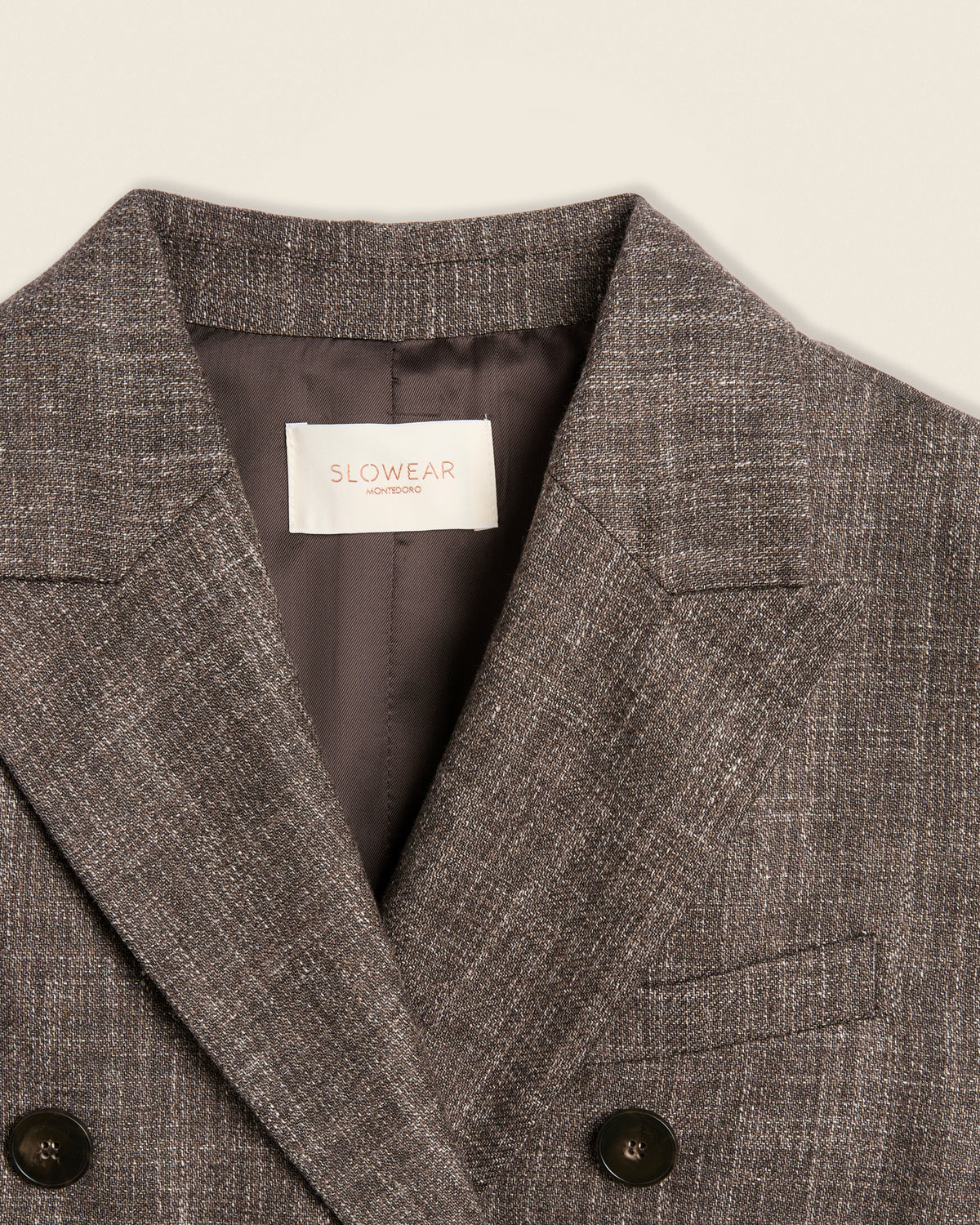 Veste croisée coupe classique en laine et coton à effet flammé