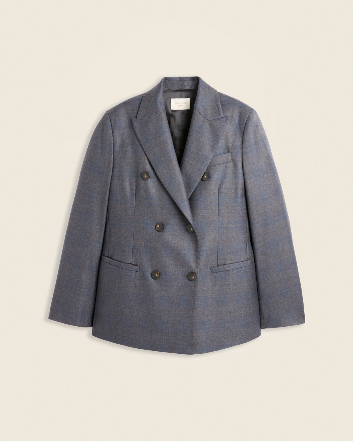 Veste croisée coupe classique en flanelle de laine à carreaux