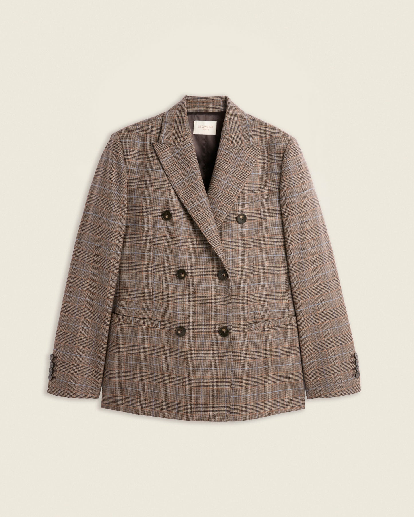 Veste croisée coupe classique en laine stretch Prince-de-Galles