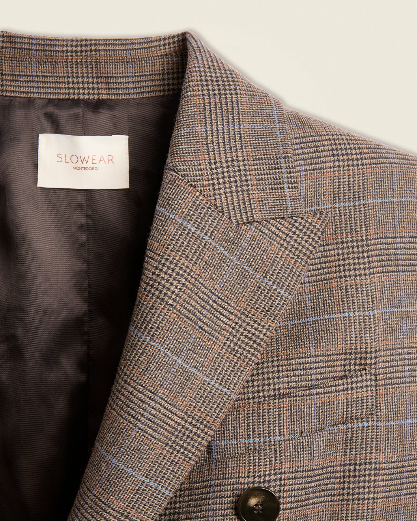 Veste croisée coupe classique en laine stretch Prince-de-Galles