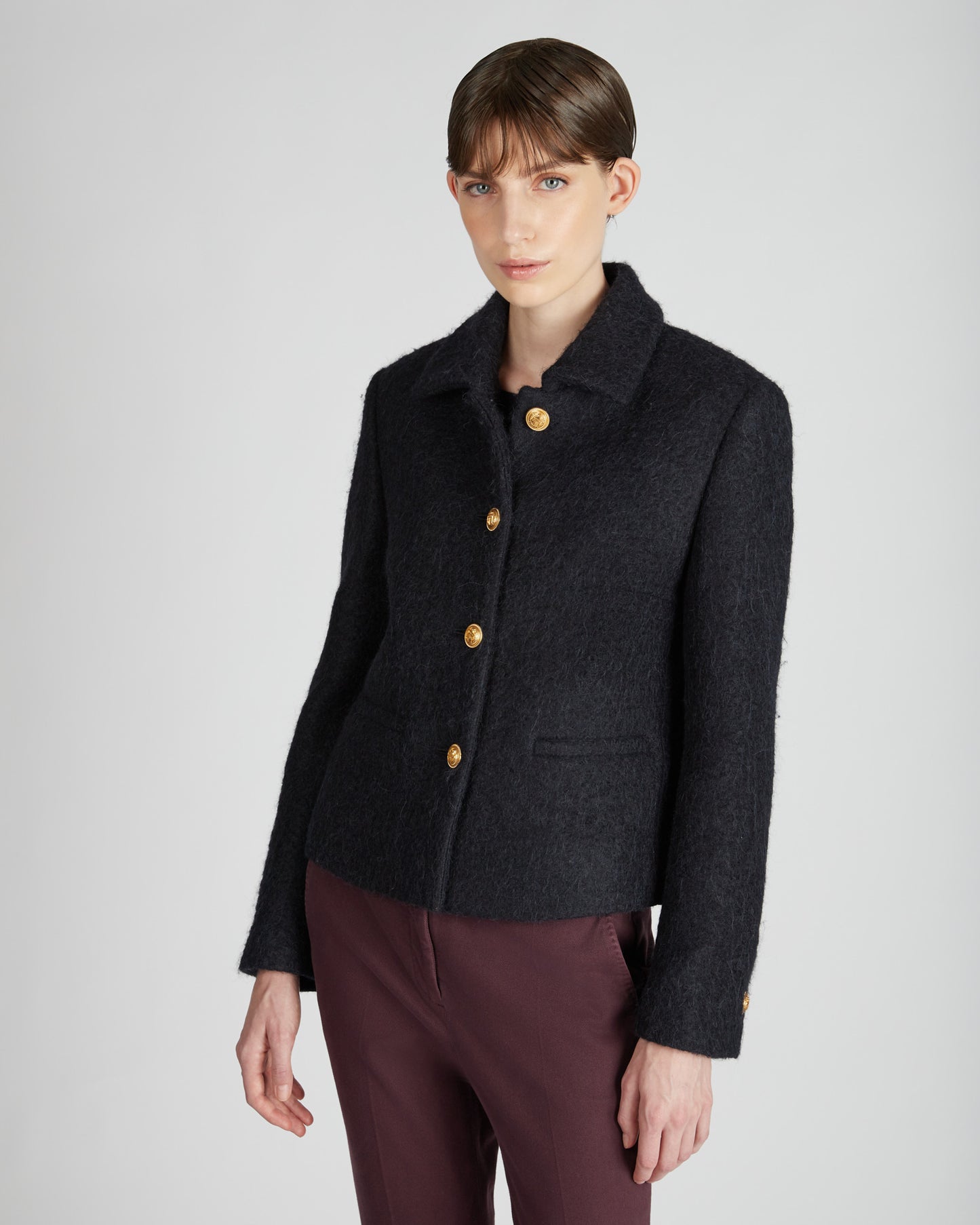 Giacca regular fit in bouclé di lana