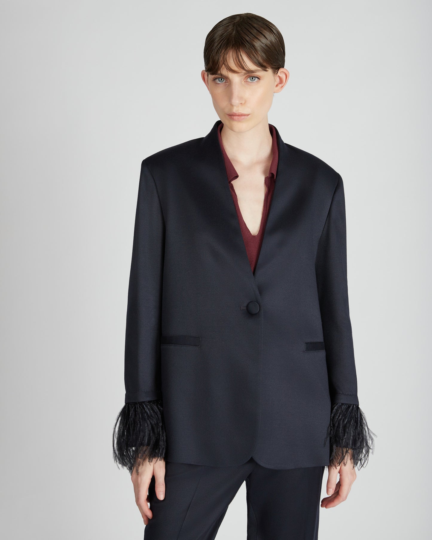 Regular fit shiny flannel jacket