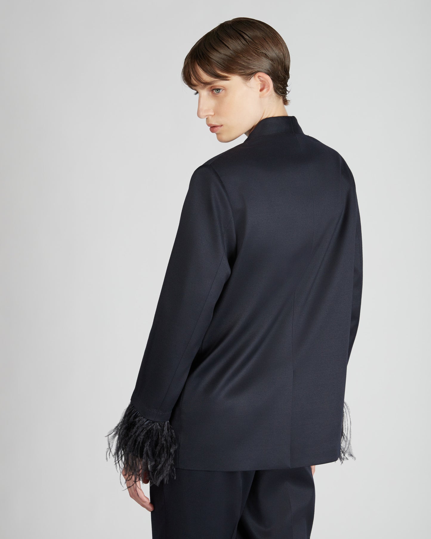 Regular fit shiny flannel jacket