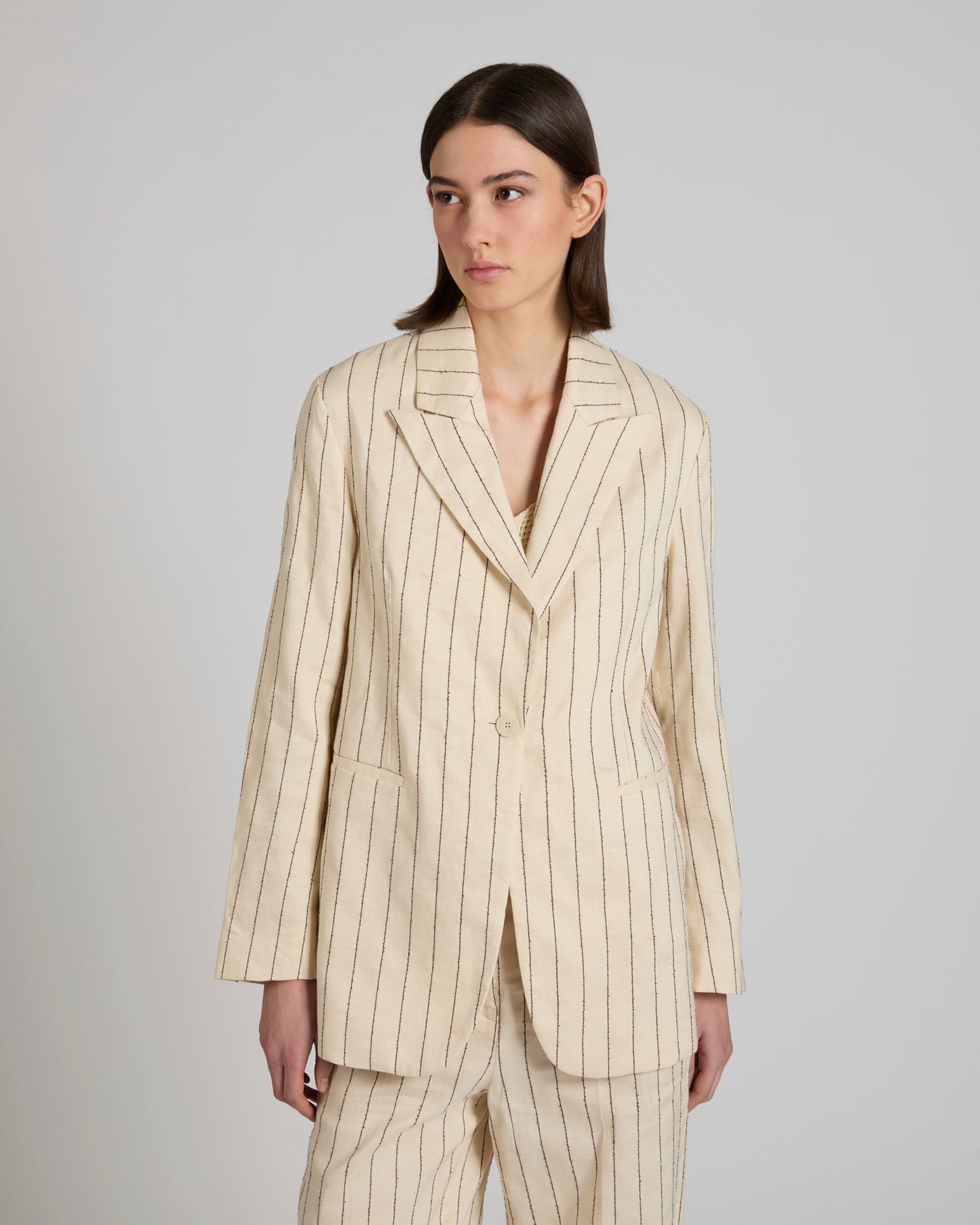 Regular fit jacket in linen blend