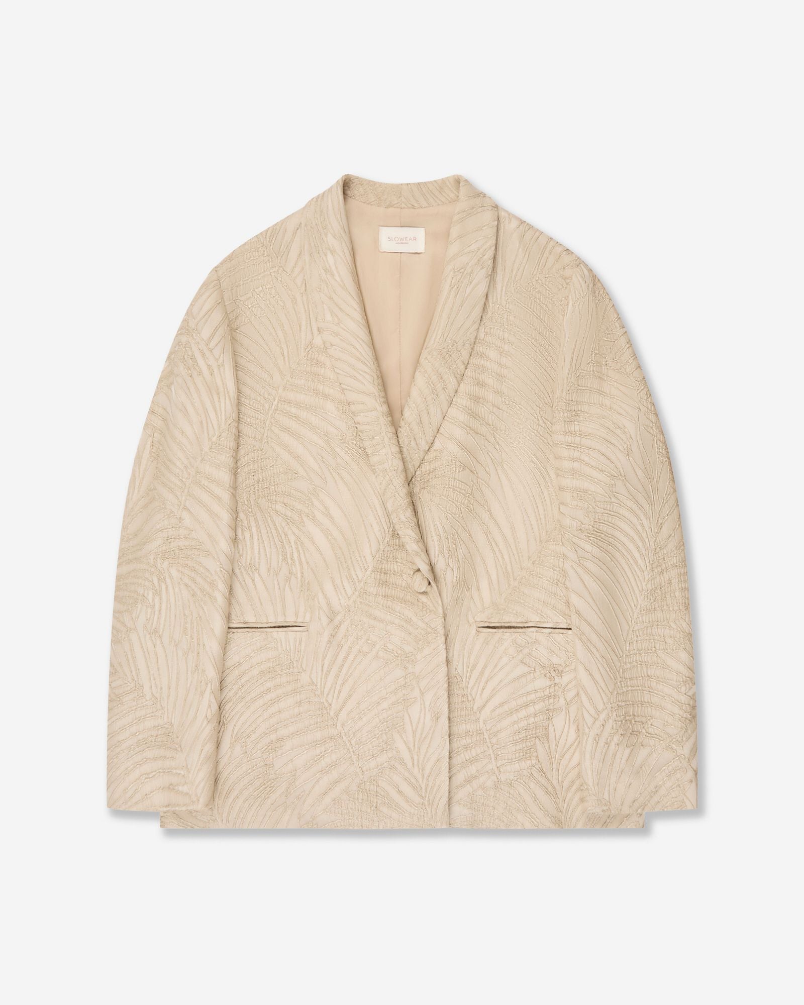 Montedoro - Wide fit jacket in raised viscose jacquard - light beige