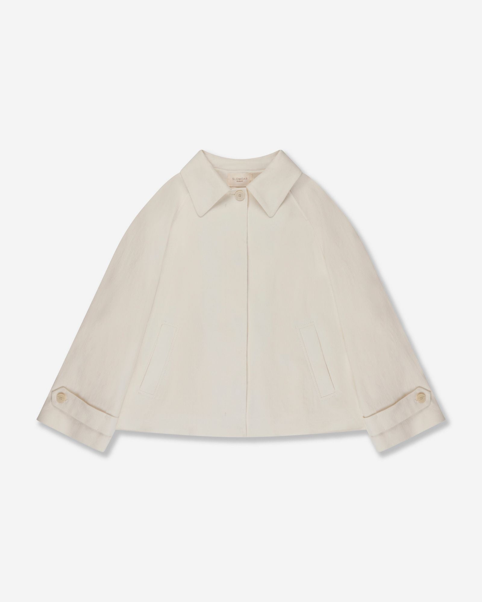 Montedoro - Wide fit caban jacket in cotton and linen panama - ivory