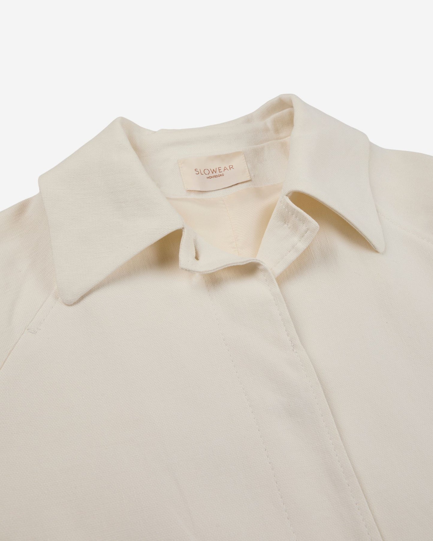 Montedoro - Wide fit caban jacket in cotton and linen panama - ivory