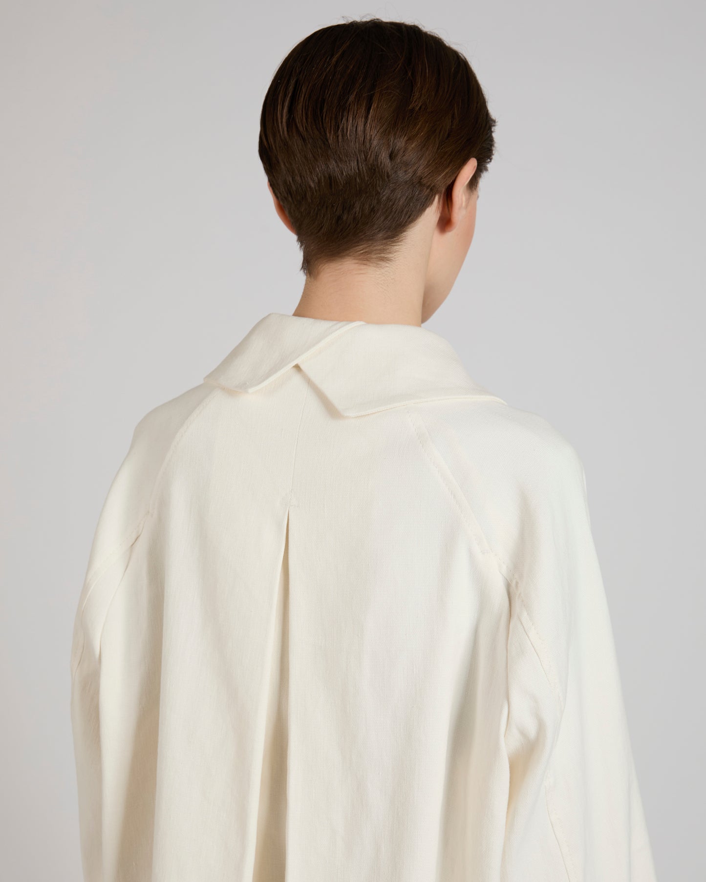Wide fit caban jacket in cotton and linen panama