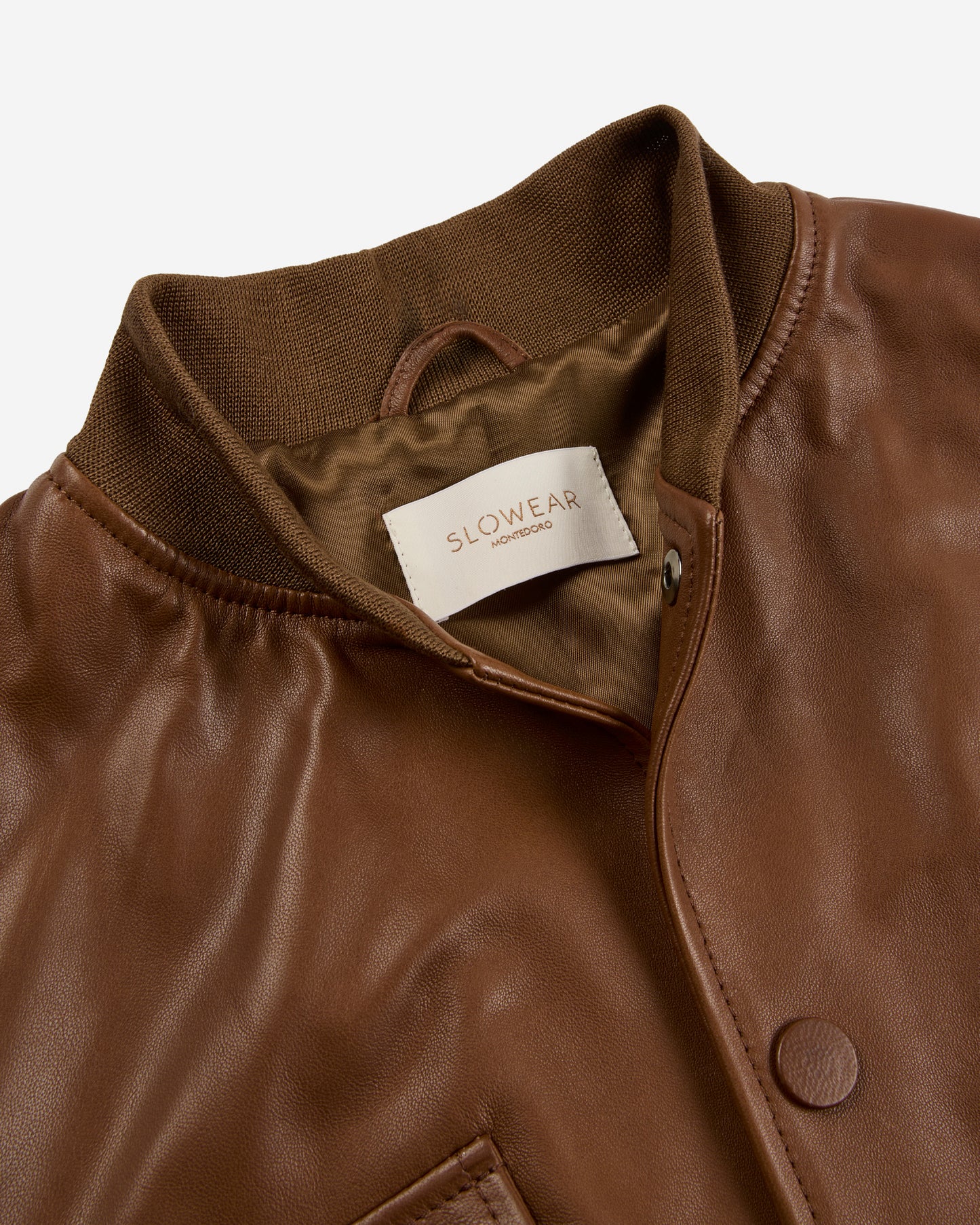 Regular fit nappa leather bomber jacket