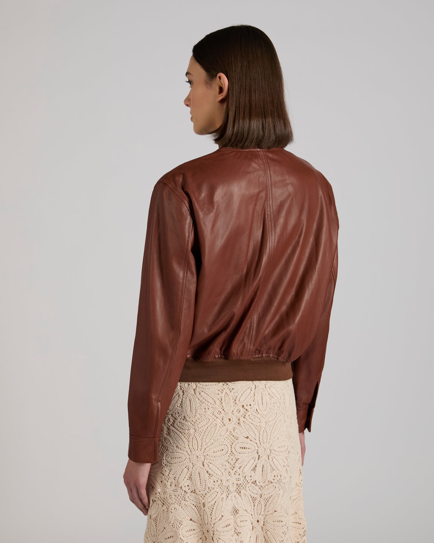 Bomber regular fit en cuir nappa