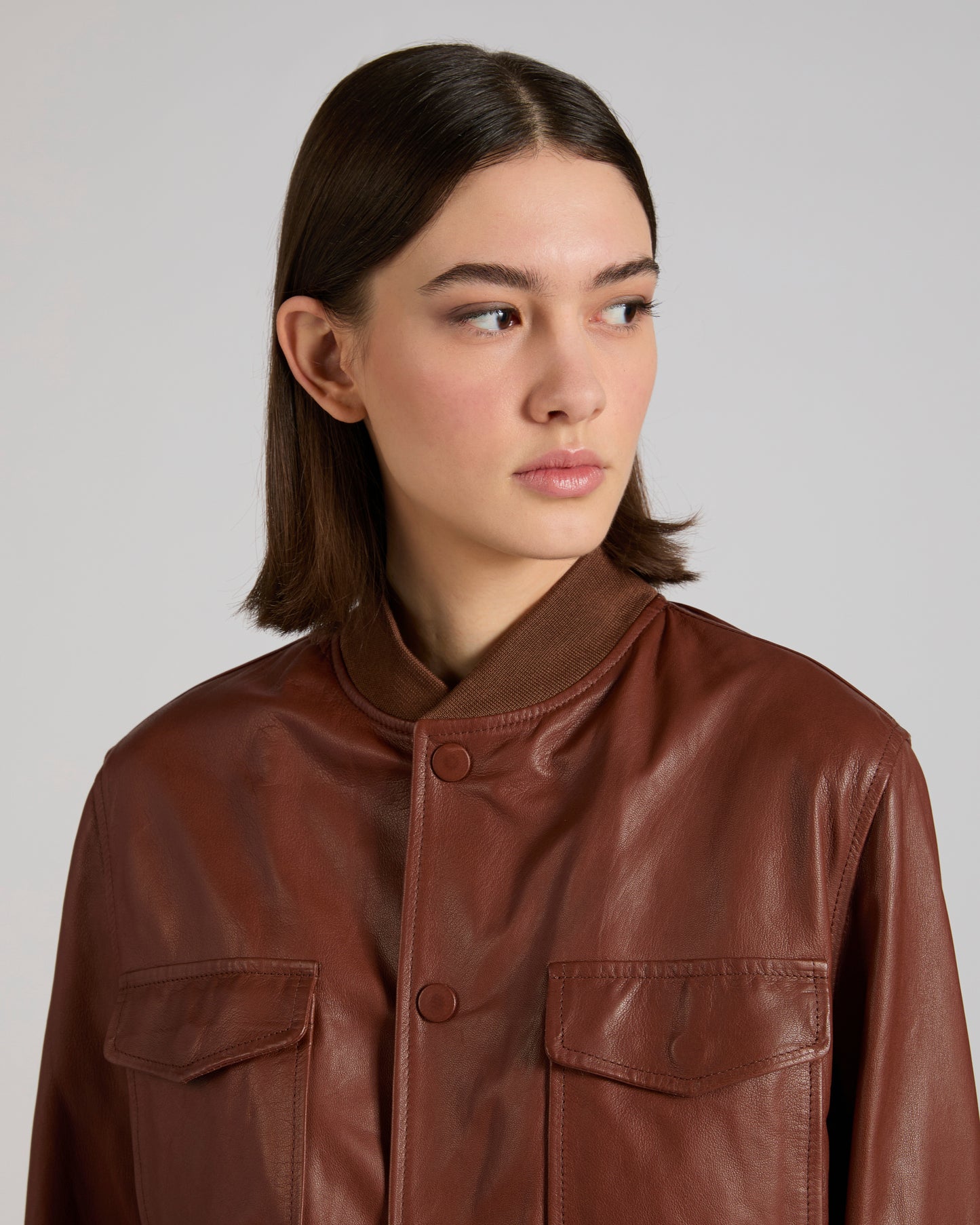 Bomber regular fit en cuir nappa