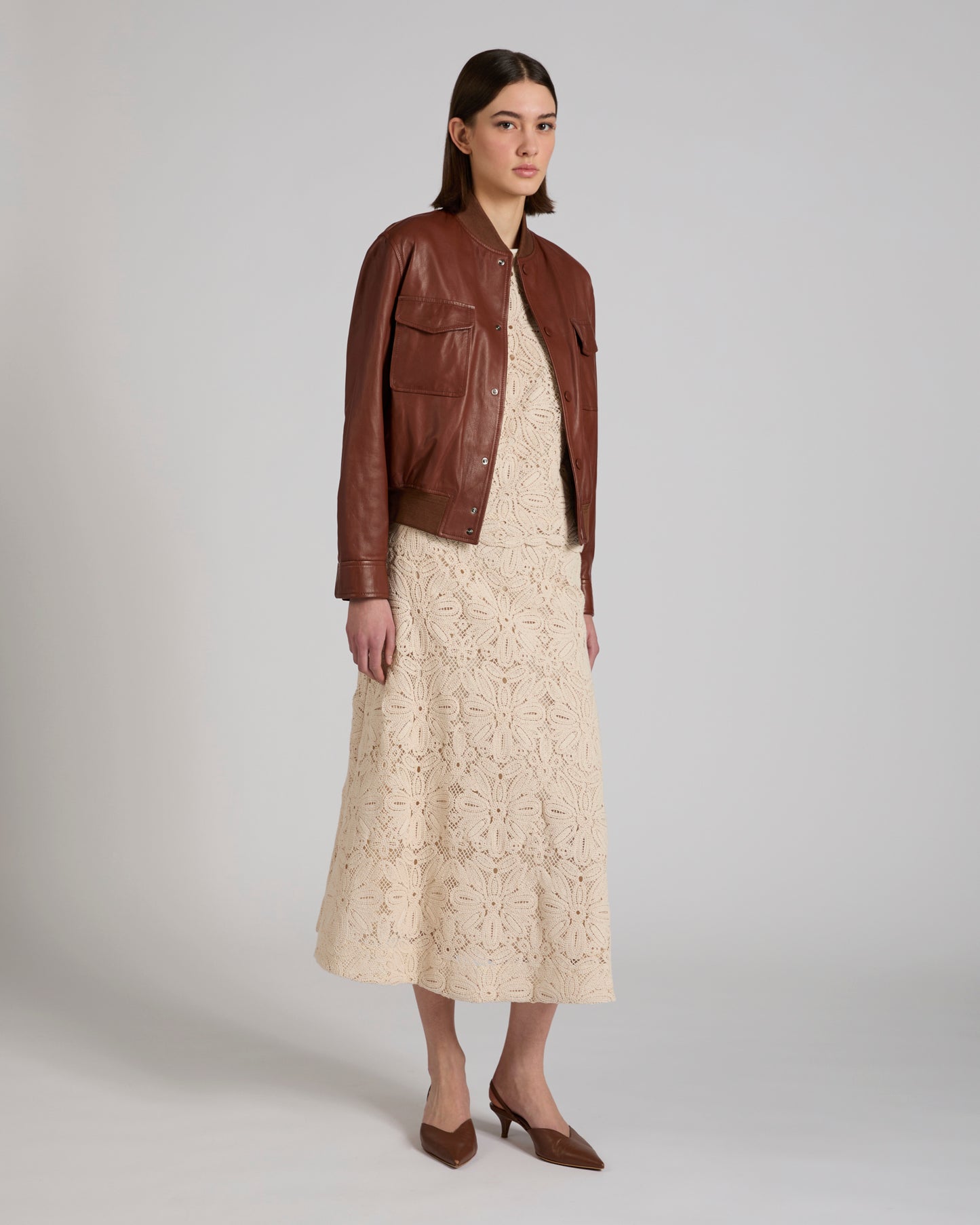 Bomber regular fit en cuir nappa