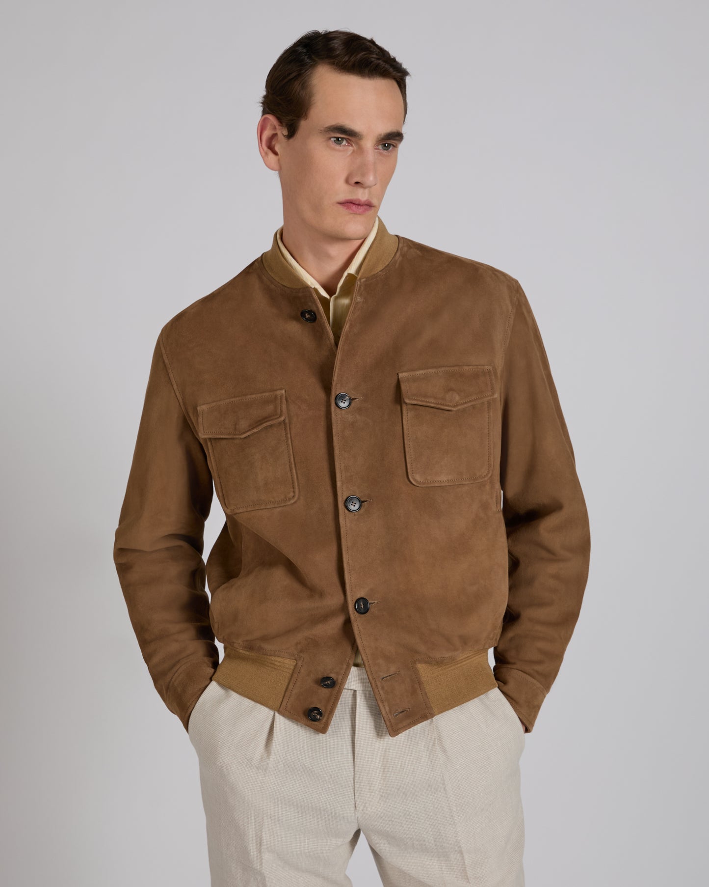 Bomber en cuir suédé