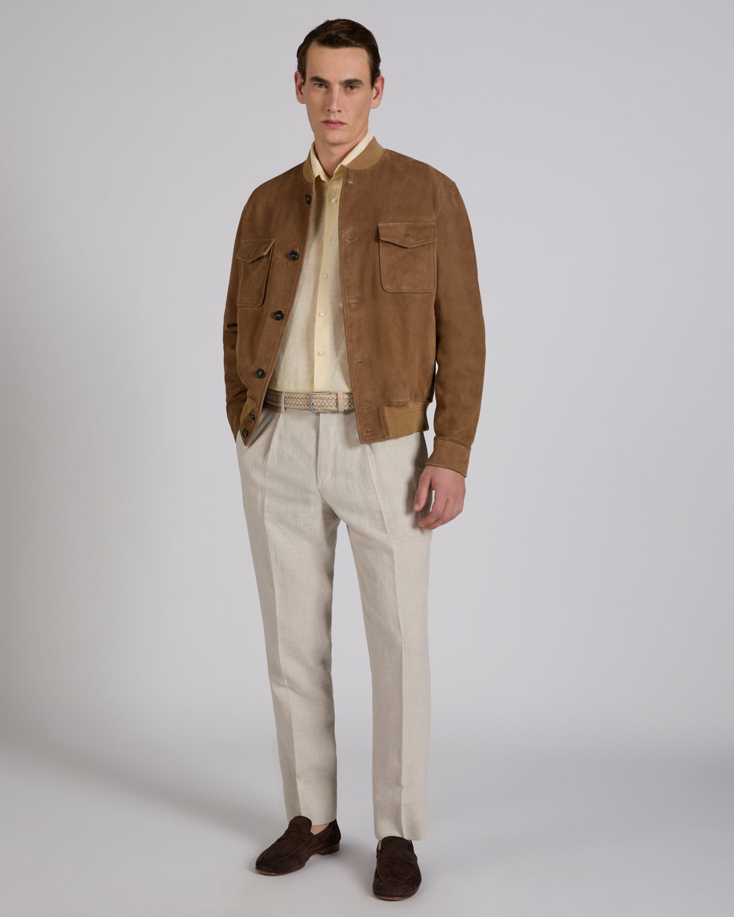 Bomber en cuir suédé